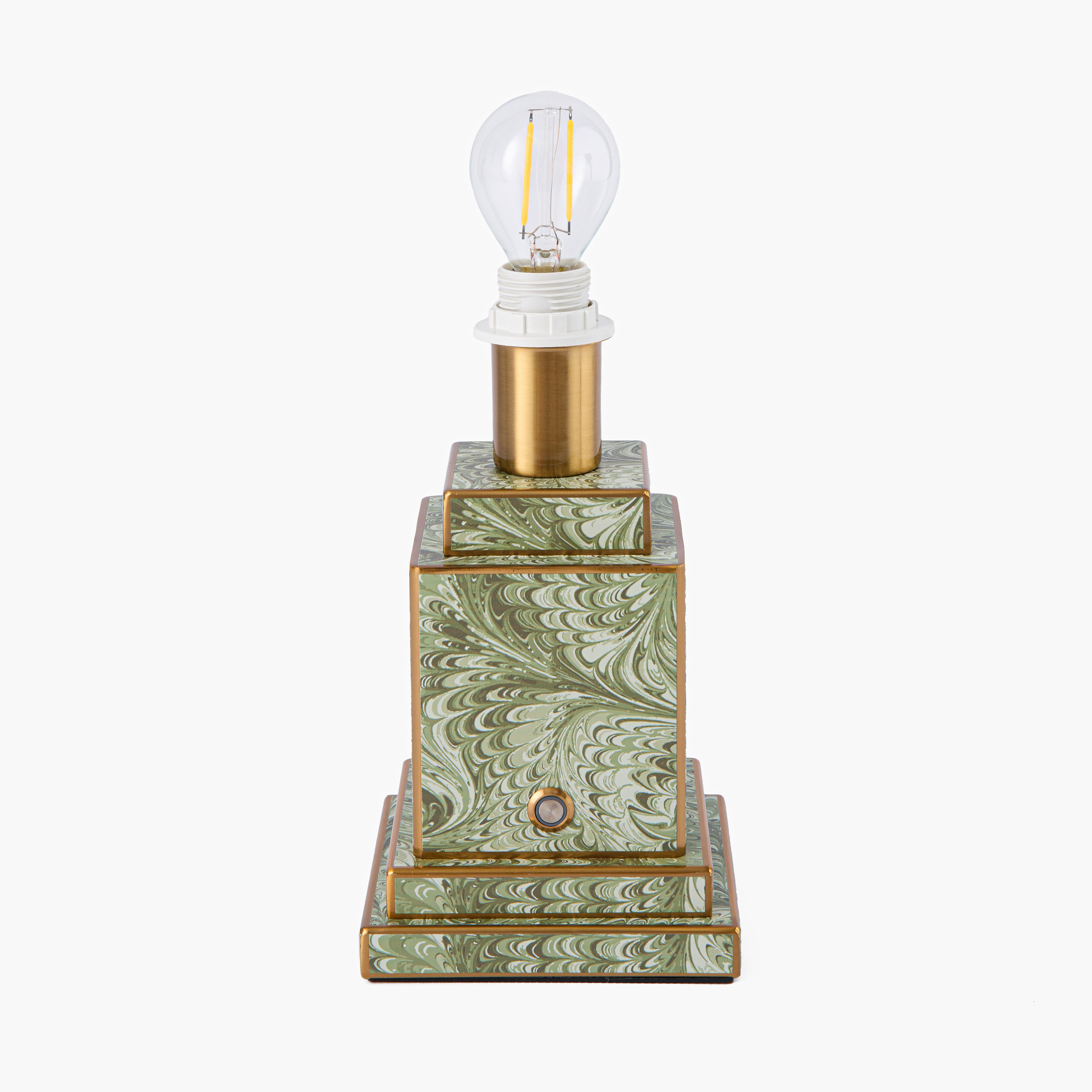 Olive Marble Square Rechargeable Lamp