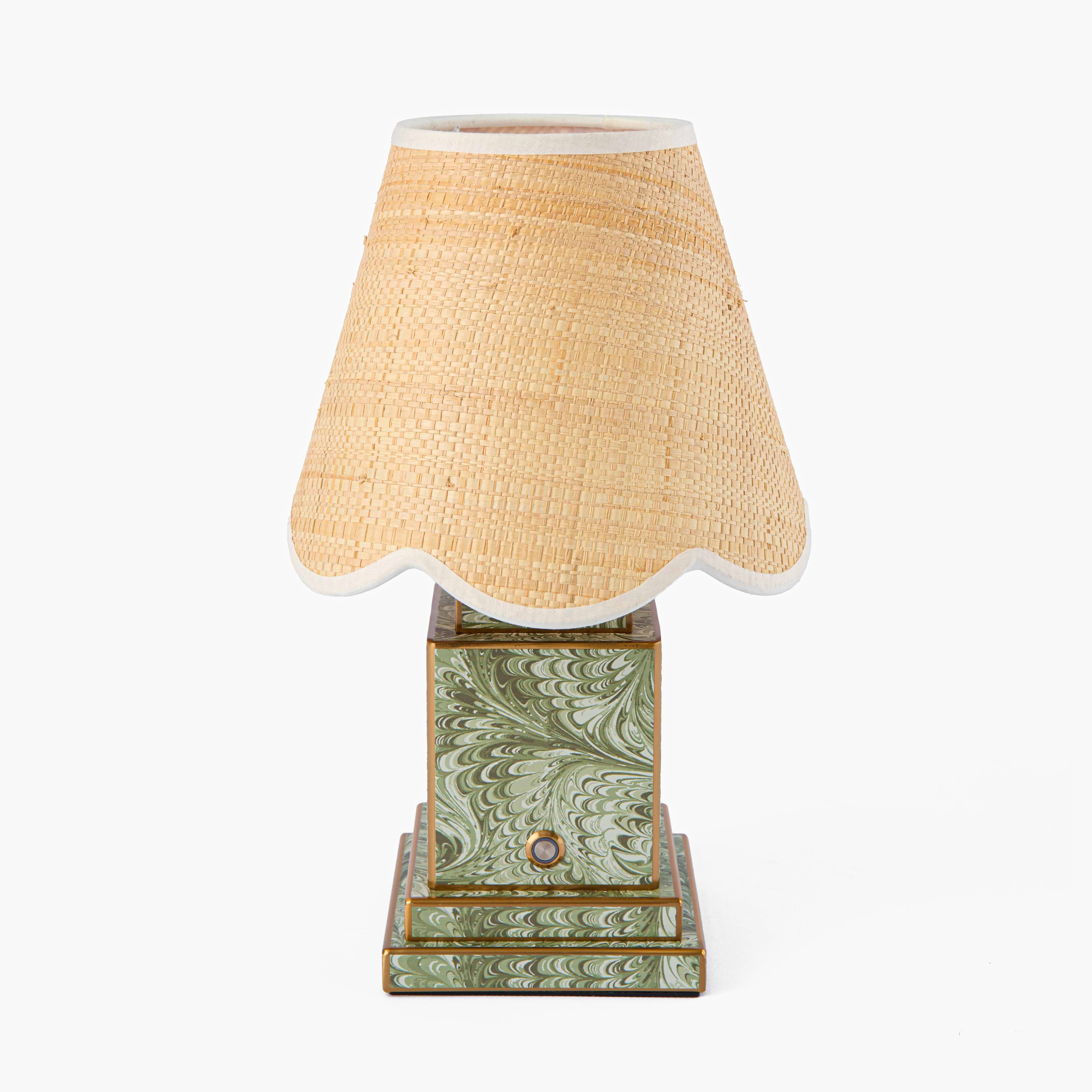 Olive Marble Square Rechargeable Lamp