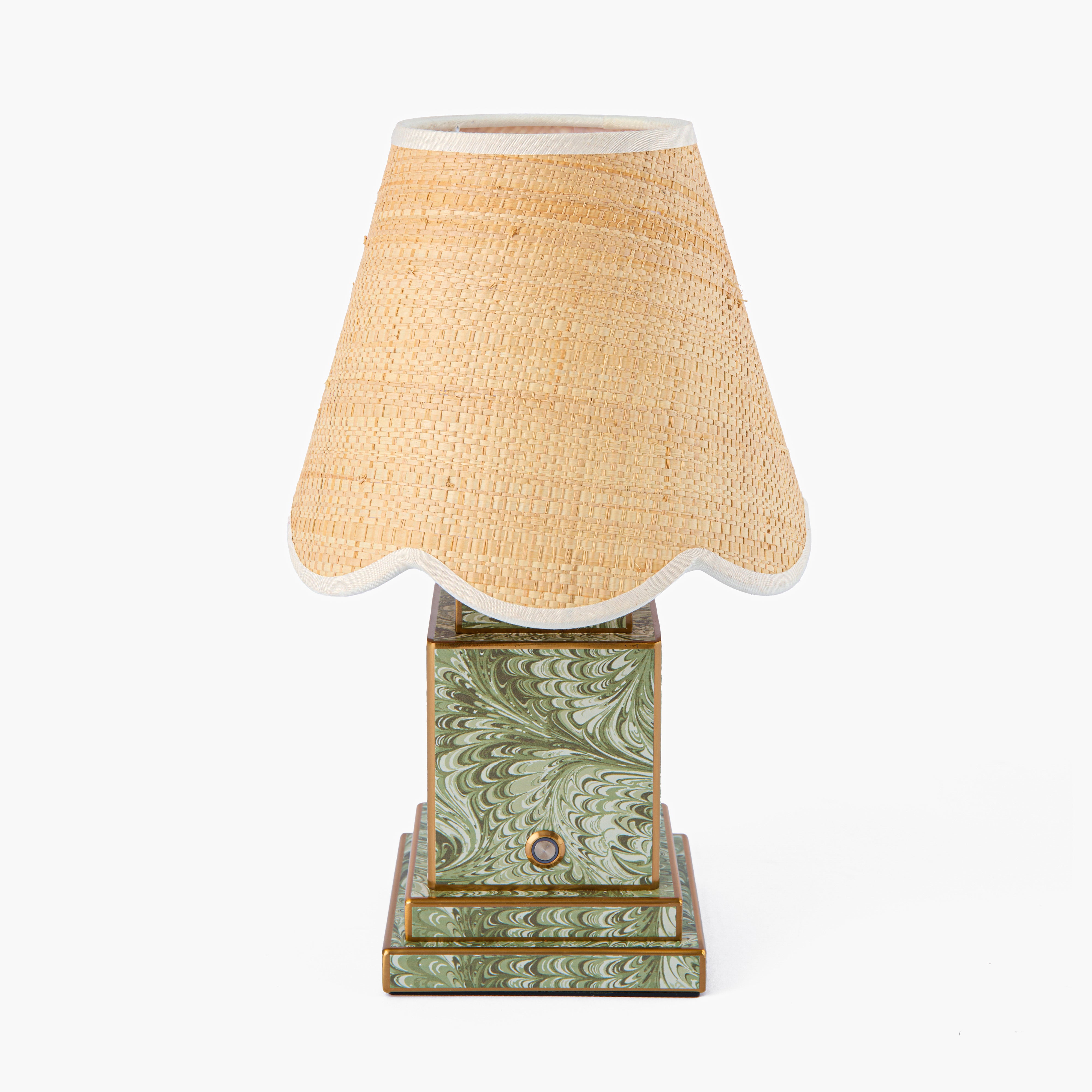 Olive Marble Square Rechargeable Lamp