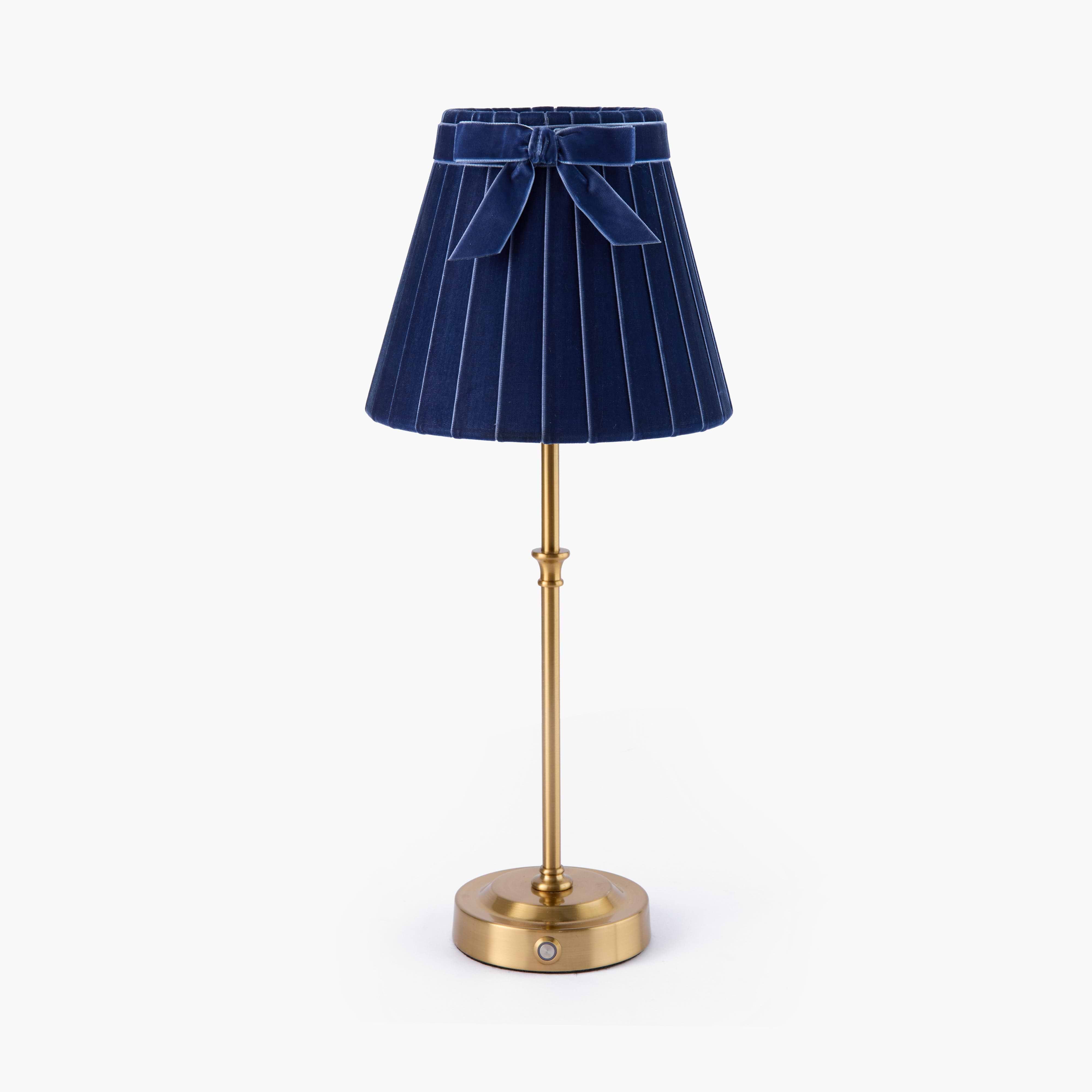 Dark Blue Velvet Bow Lampshade (18cm)