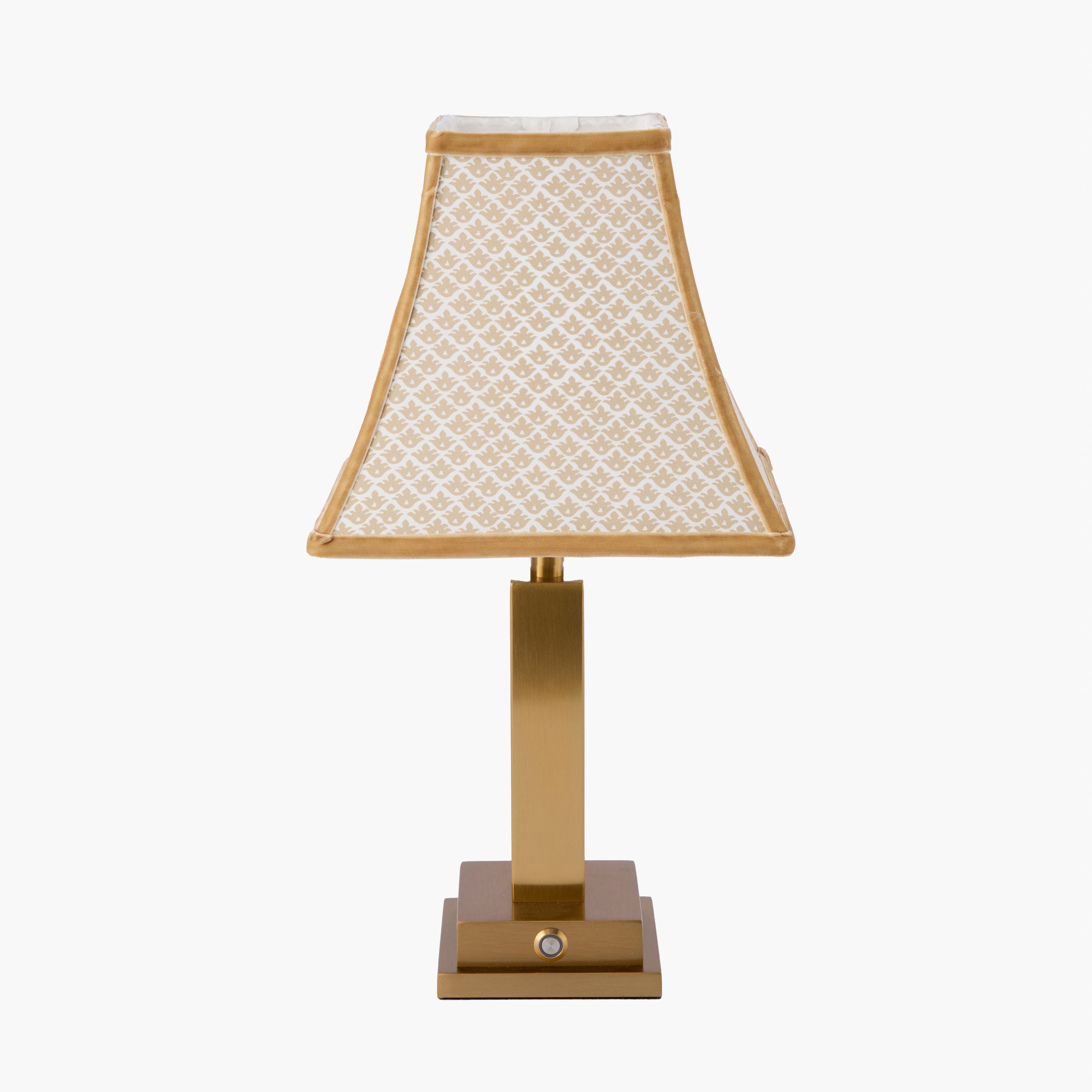 Ada Rechargeable Lamp with Putty Lotus Square Shade (18cm)