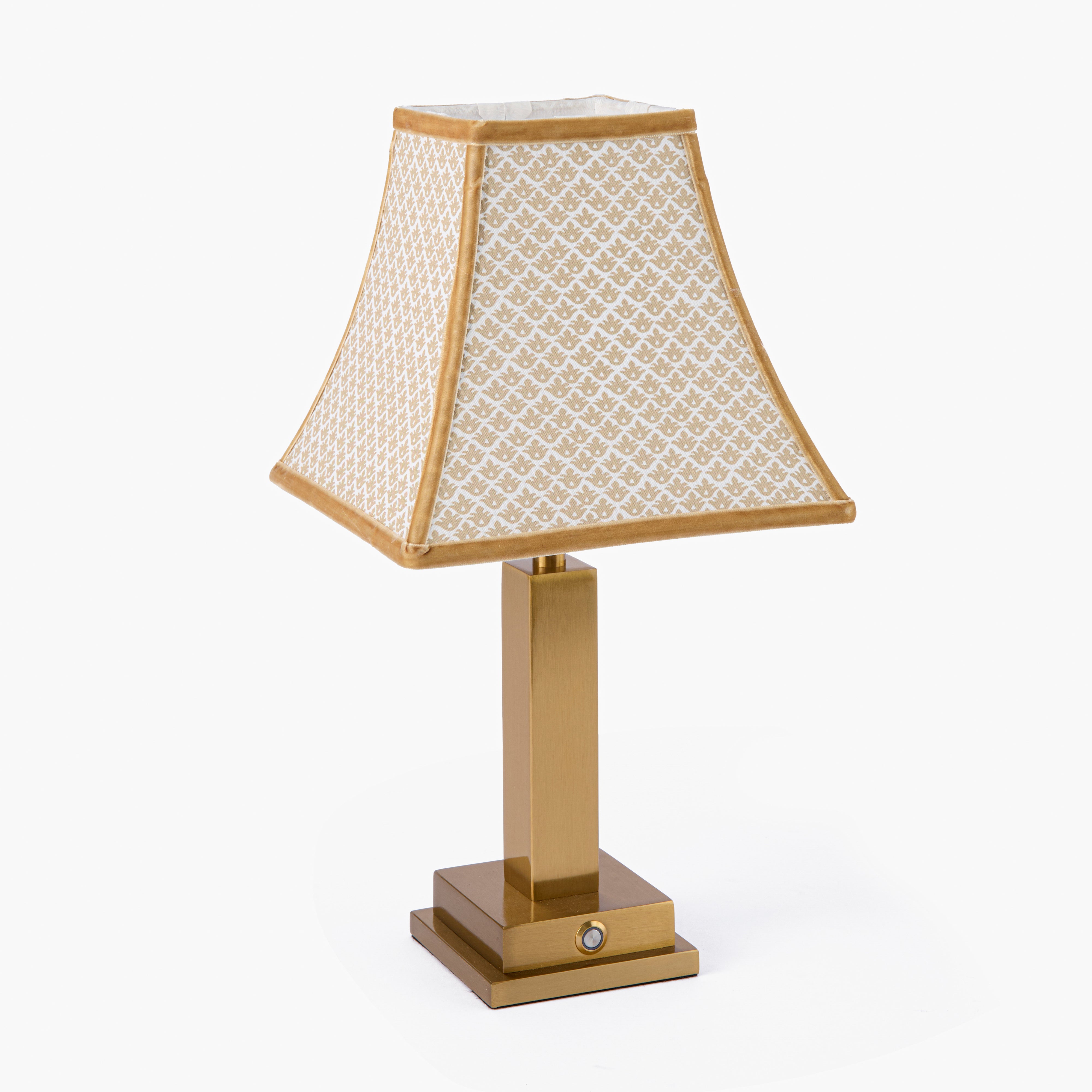 Ada Rechargeable Lamp with Putty Lotus Square Shade (18cm)