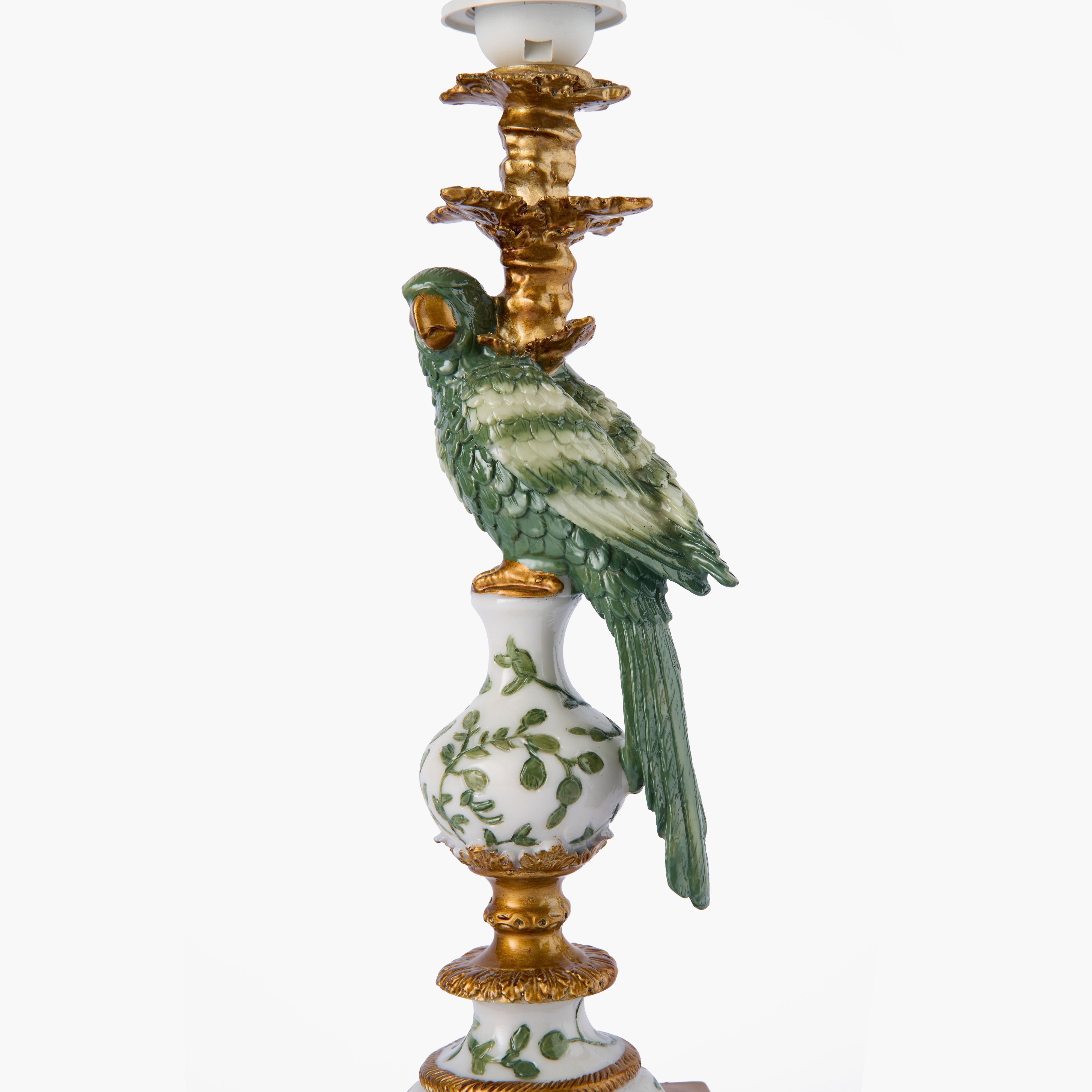 Olive Parrot Lamp with Olive Velvet Bow Shade (30cm)