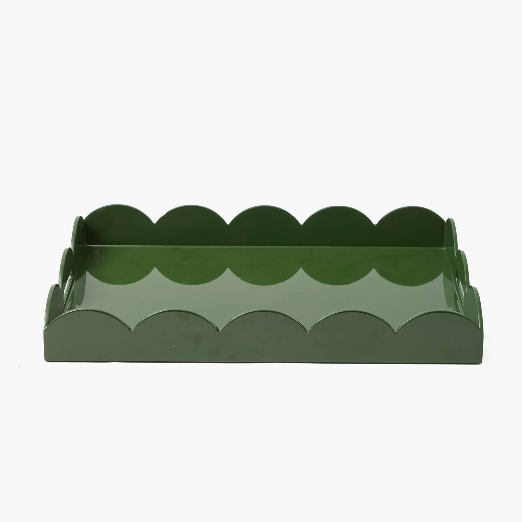 Large Olive Scalloped Lacquer Tray