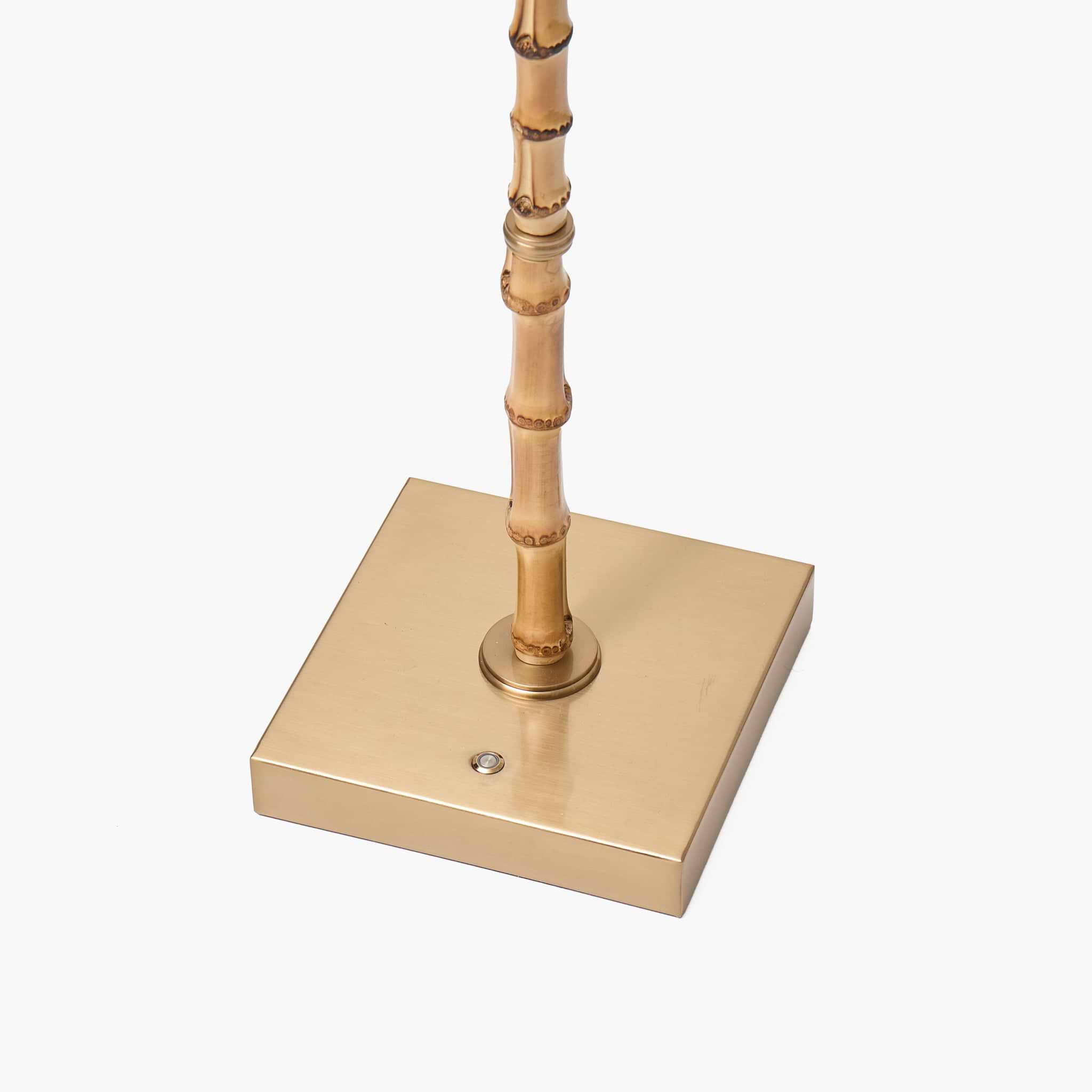 Bamboo Rechargeable Floor Lamp with Soft Blue Lotus Shade (40cm)