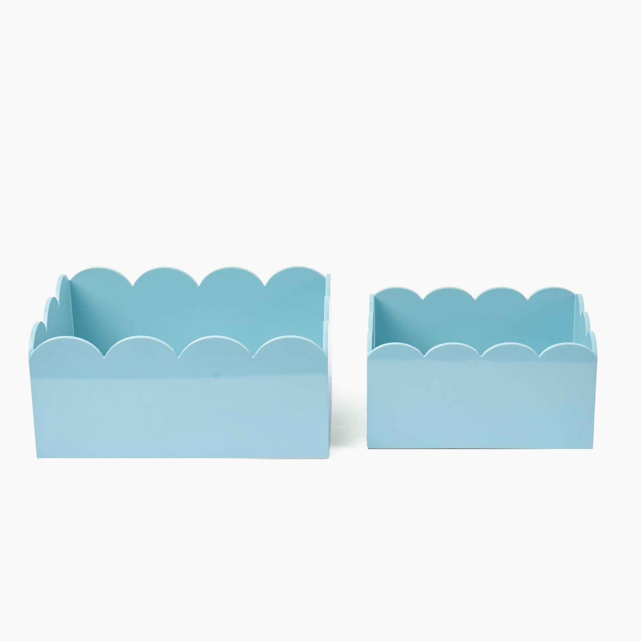 Duck-egg Blue Lacquer Storage Boxes (Set of 2)