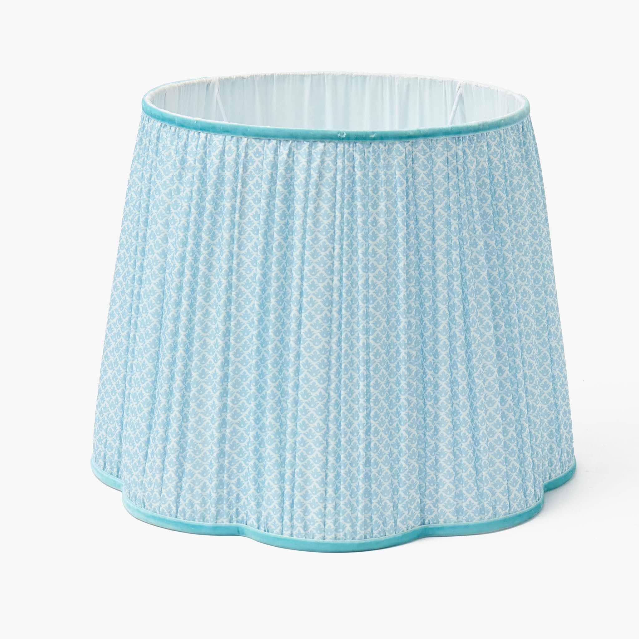 Bamboo Rechargeable Floor Lamp with Soft Blue Lotus Shade (40cm)