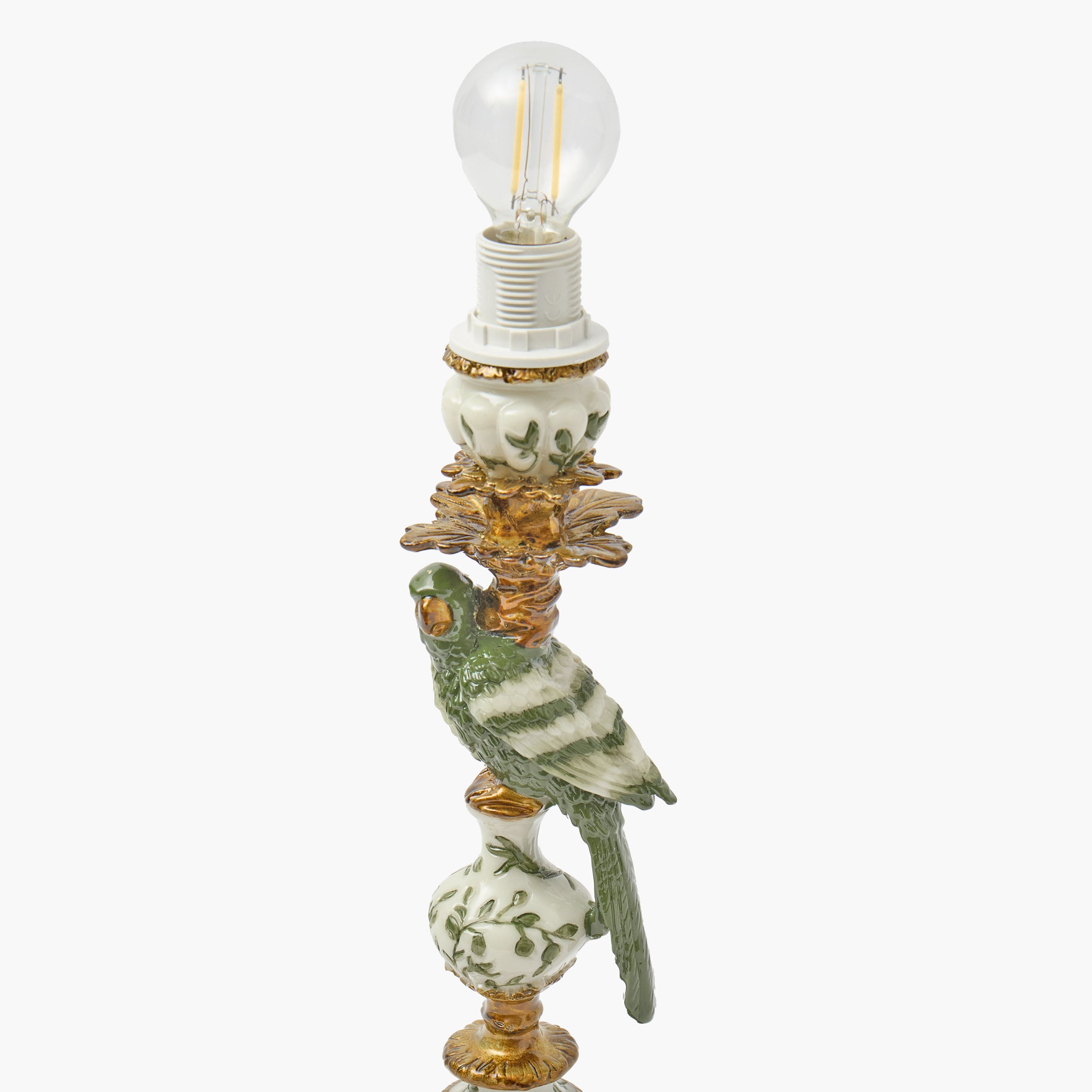Olive Parrot Rechargeable Lamp with Olive Gingham Ruffle Shade (18cm)
