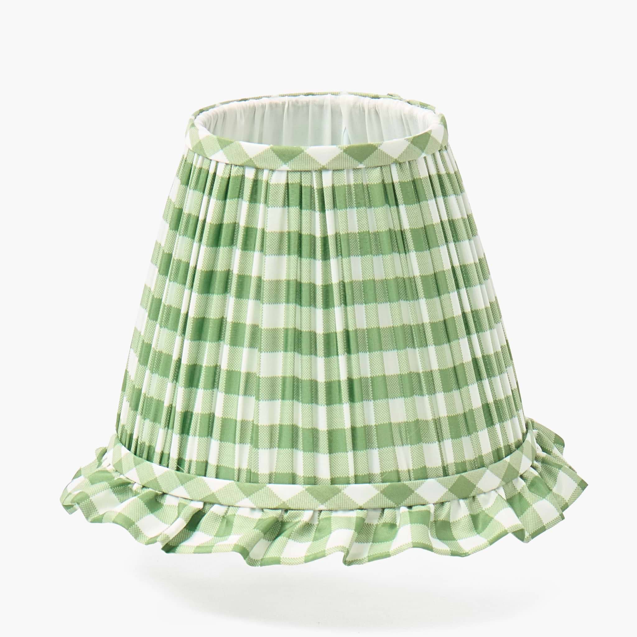 Olive Parrot Rechargeable Lamp with Olive Gingham Ruffle Shade (18cm)