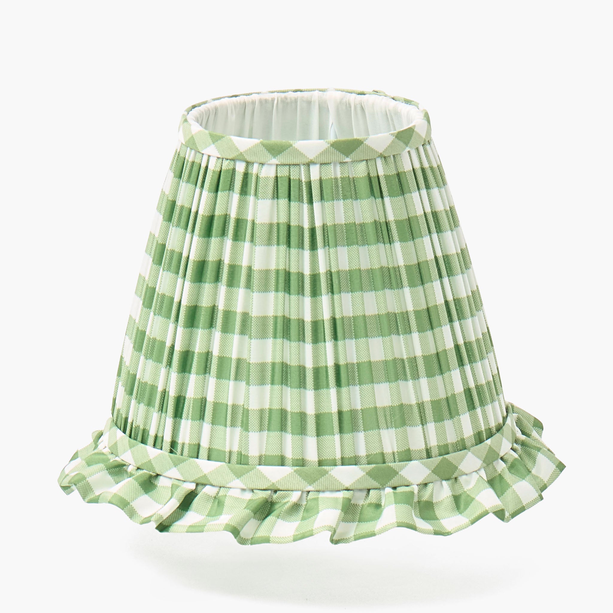 Olive Parrot Rechargeable Lamp with Olive Gingham Ruffle Shade (18cm)