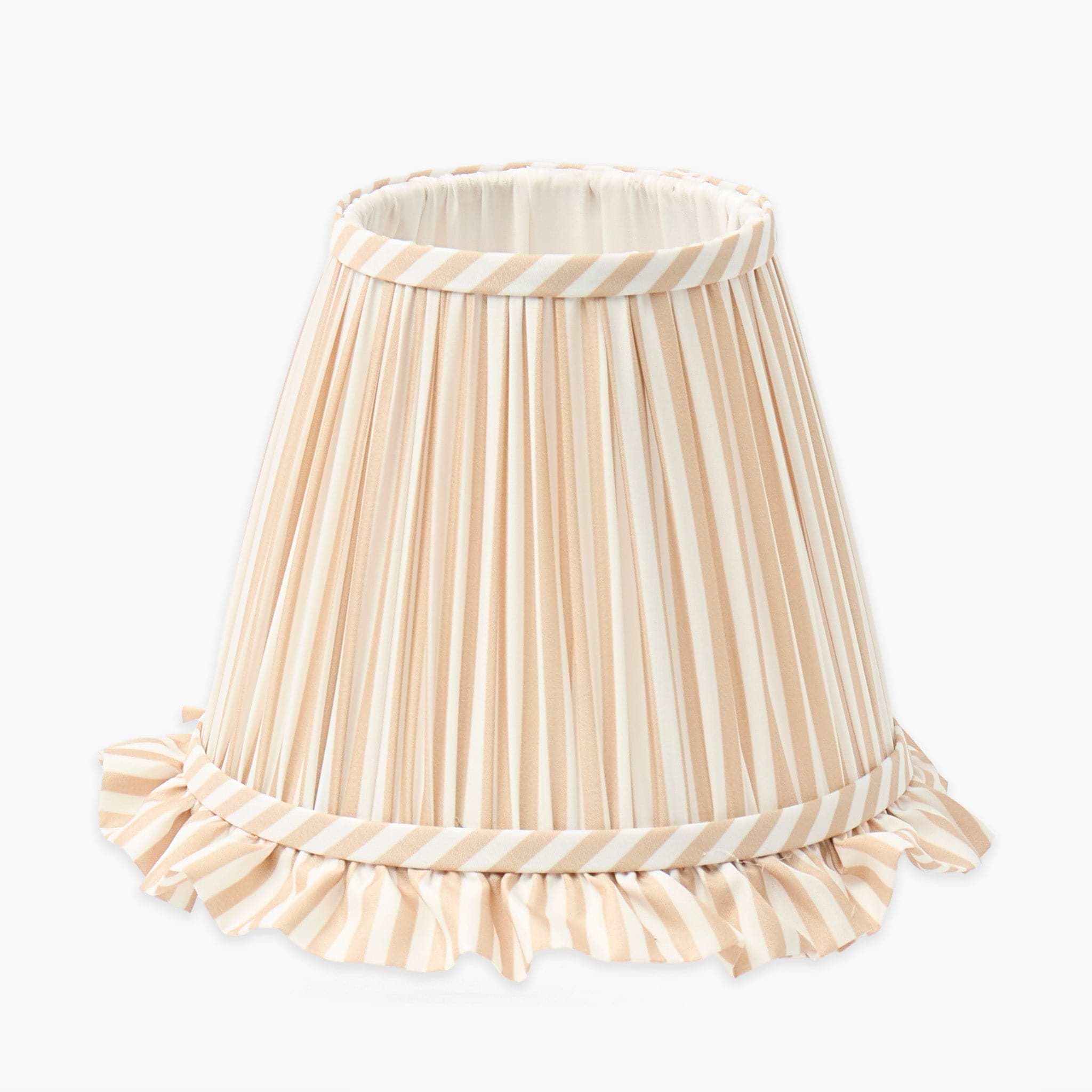 Bamboo Rechargeable Lamp with Putty Striped Ruffle Shade (18cm)