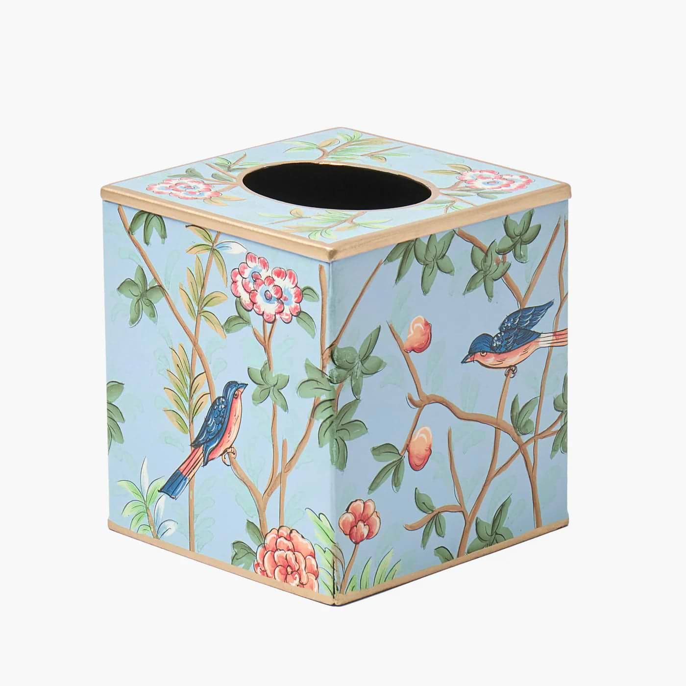 Blue Chinoiserie Tole Tissue Box