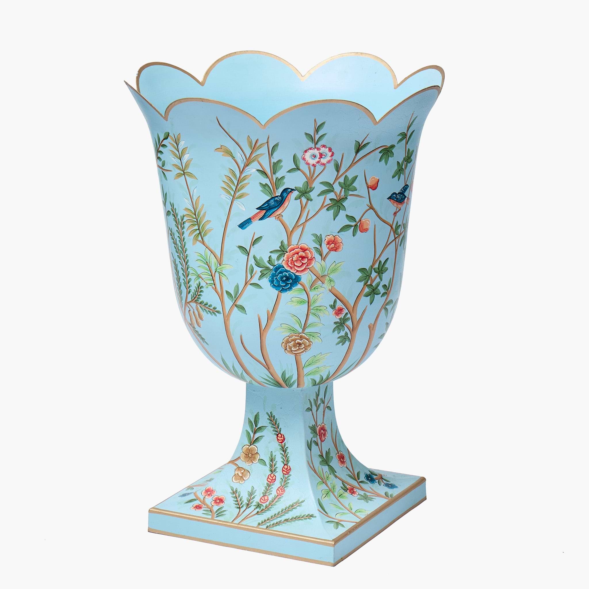 Blue Chinoiserie Tole Urn