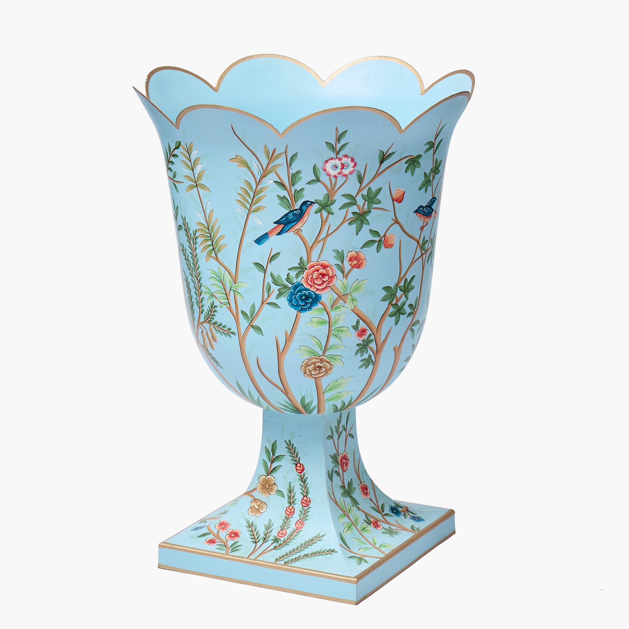 Blue Chinoiserie Tole Urn