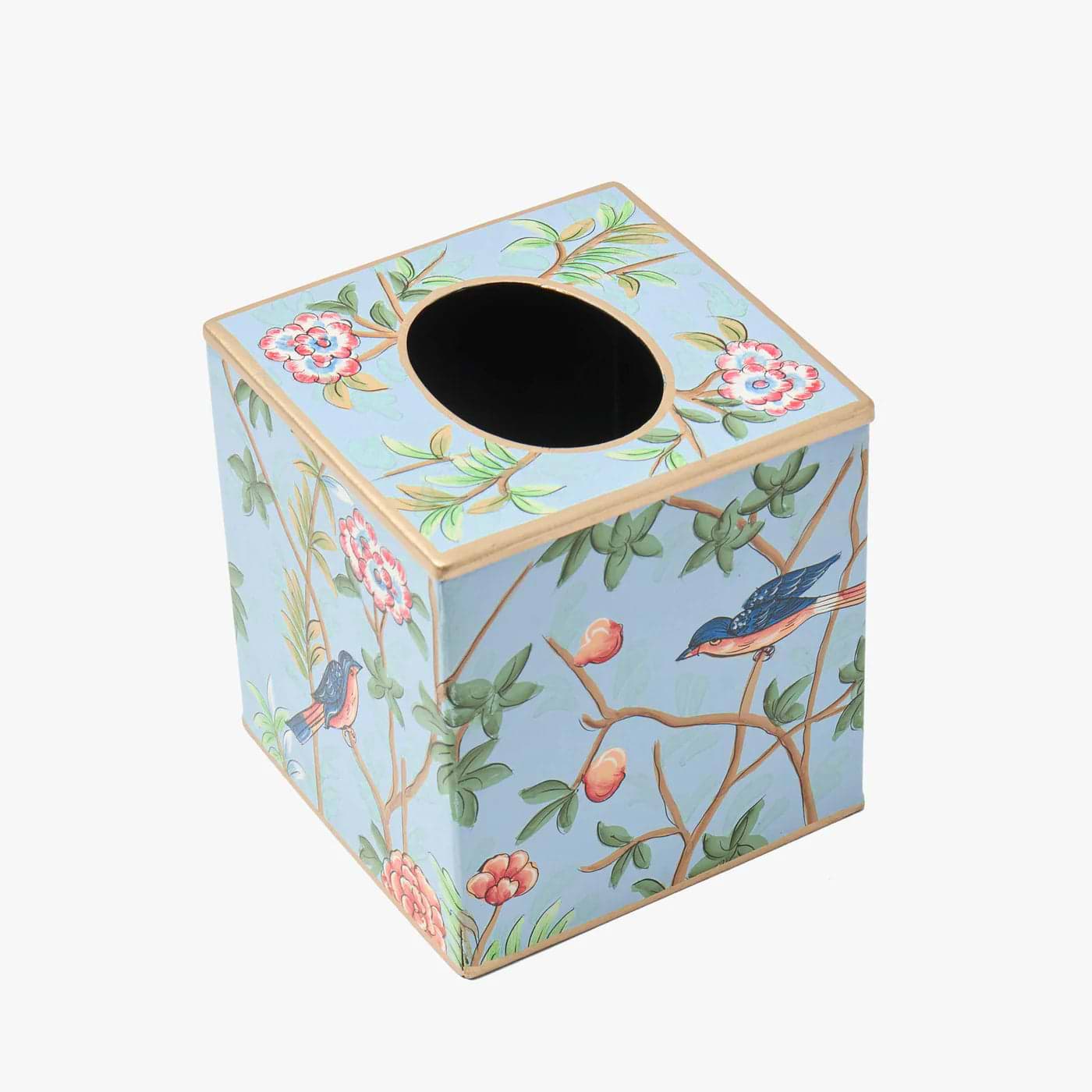 Blue Chinoiserie Tole Tissue Box