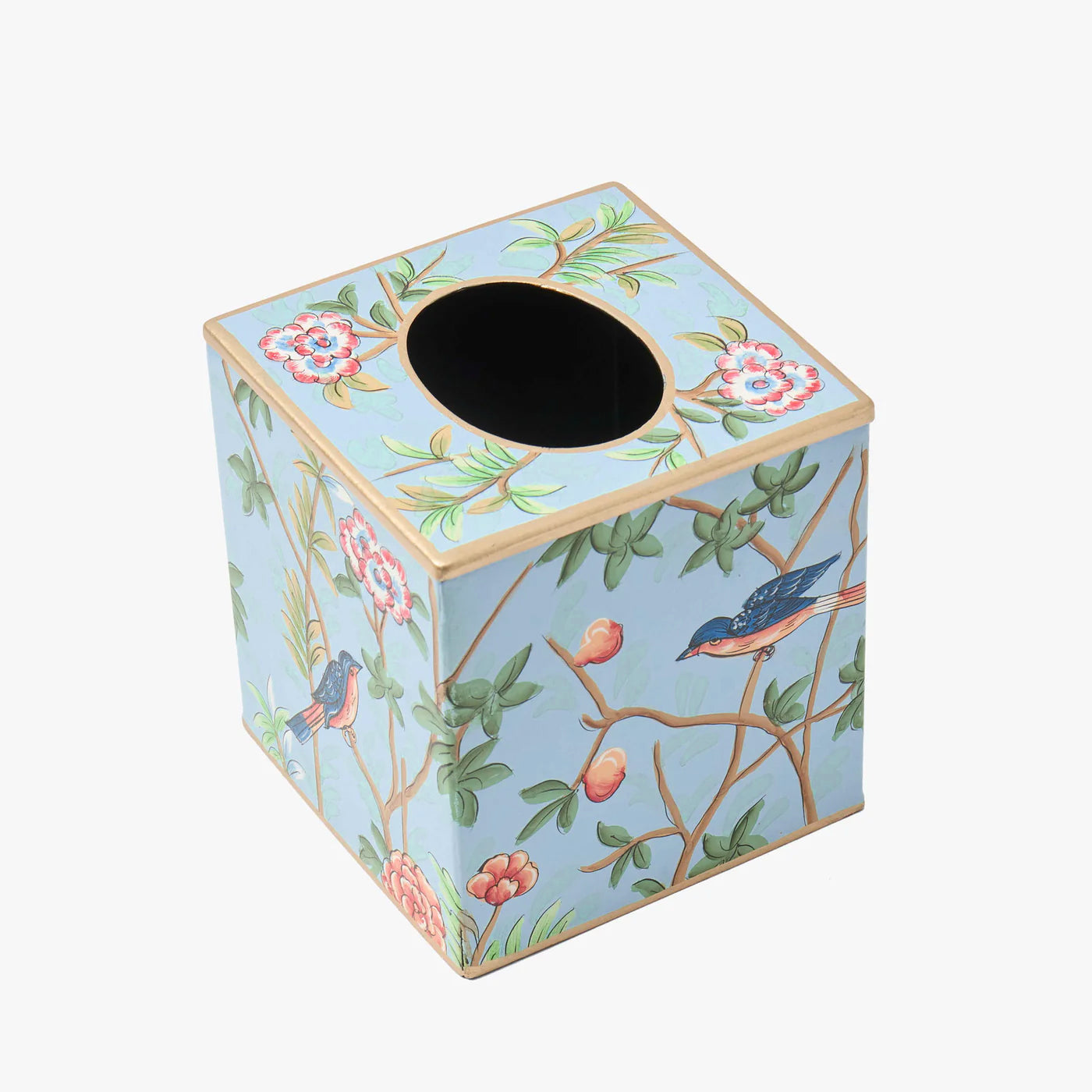 Blue Chinoiserie Tole Tissue Box