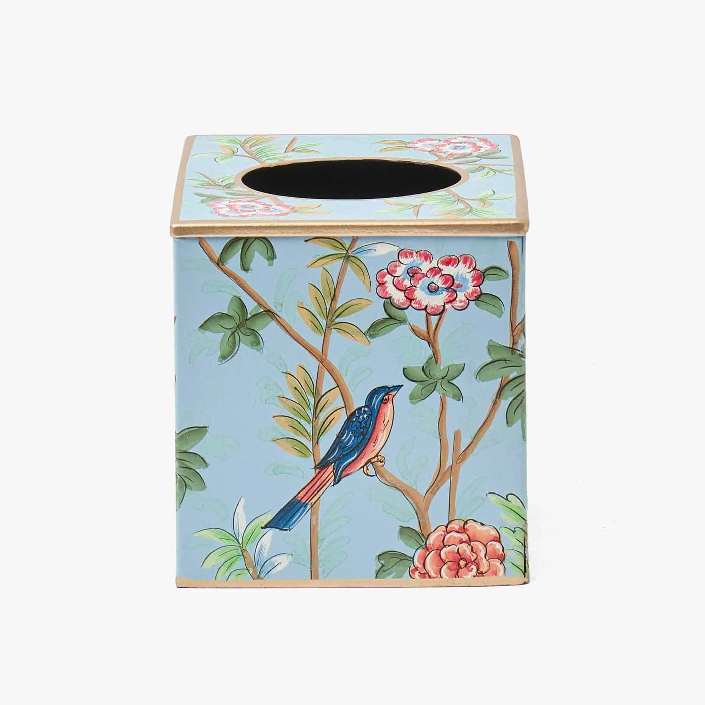 Blue Chinoiserie Tole Tissue Box