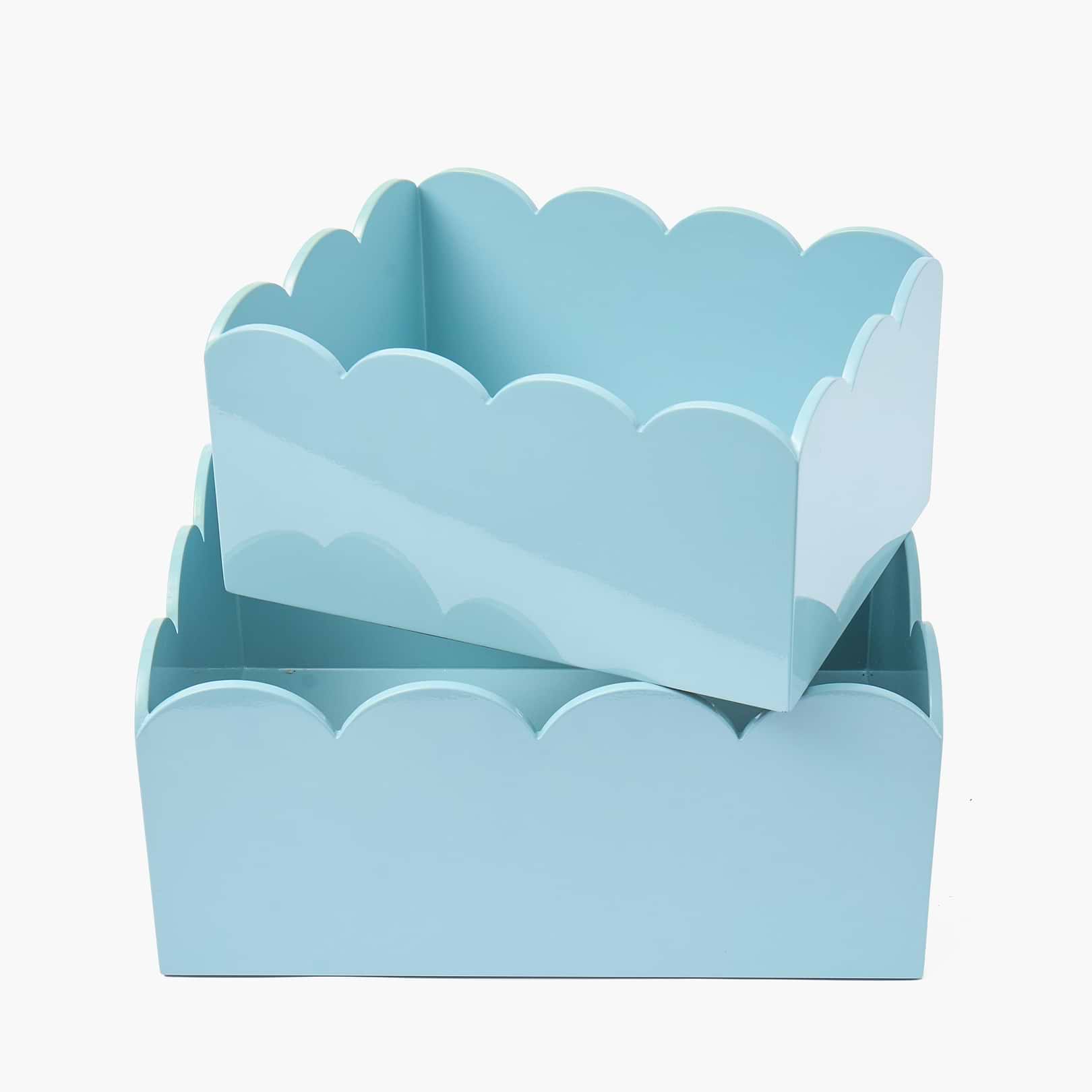 Duck-egg Blue Lacquer Storage Boxes (Set of 2)