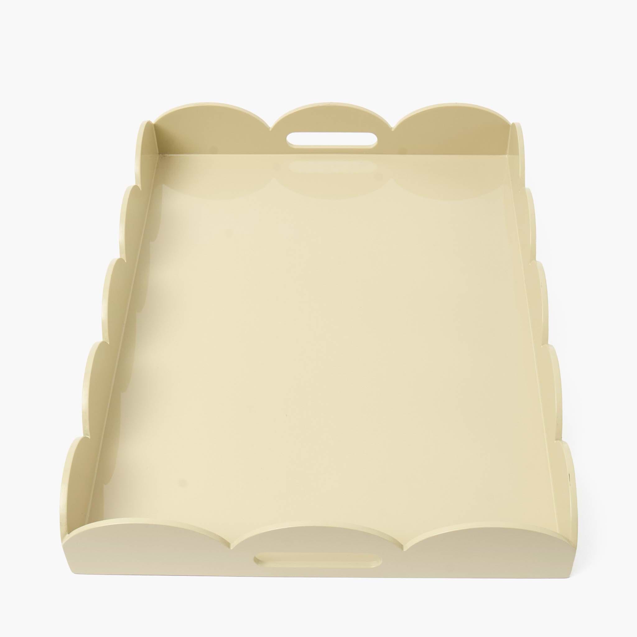 Putty Lacquer Scalloped Tray