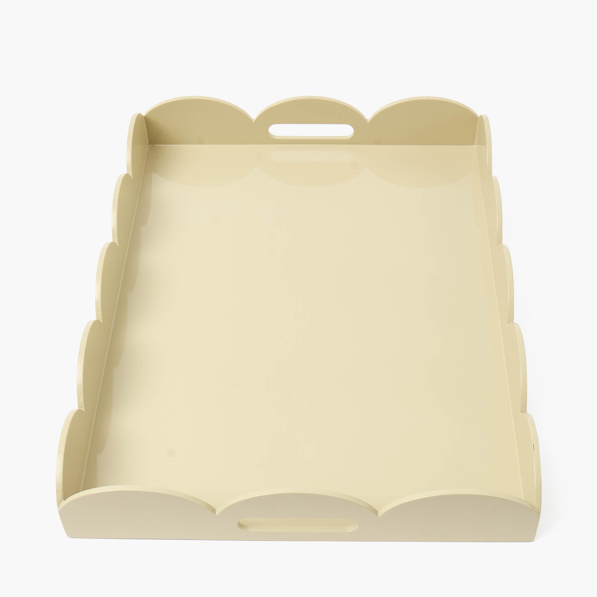 Putty Lacquer Scalloped Tray