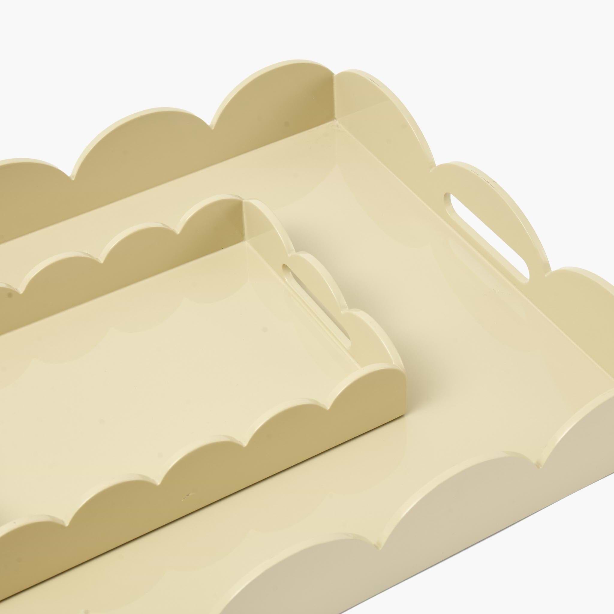 Putty Lacquer Scalloped Tray