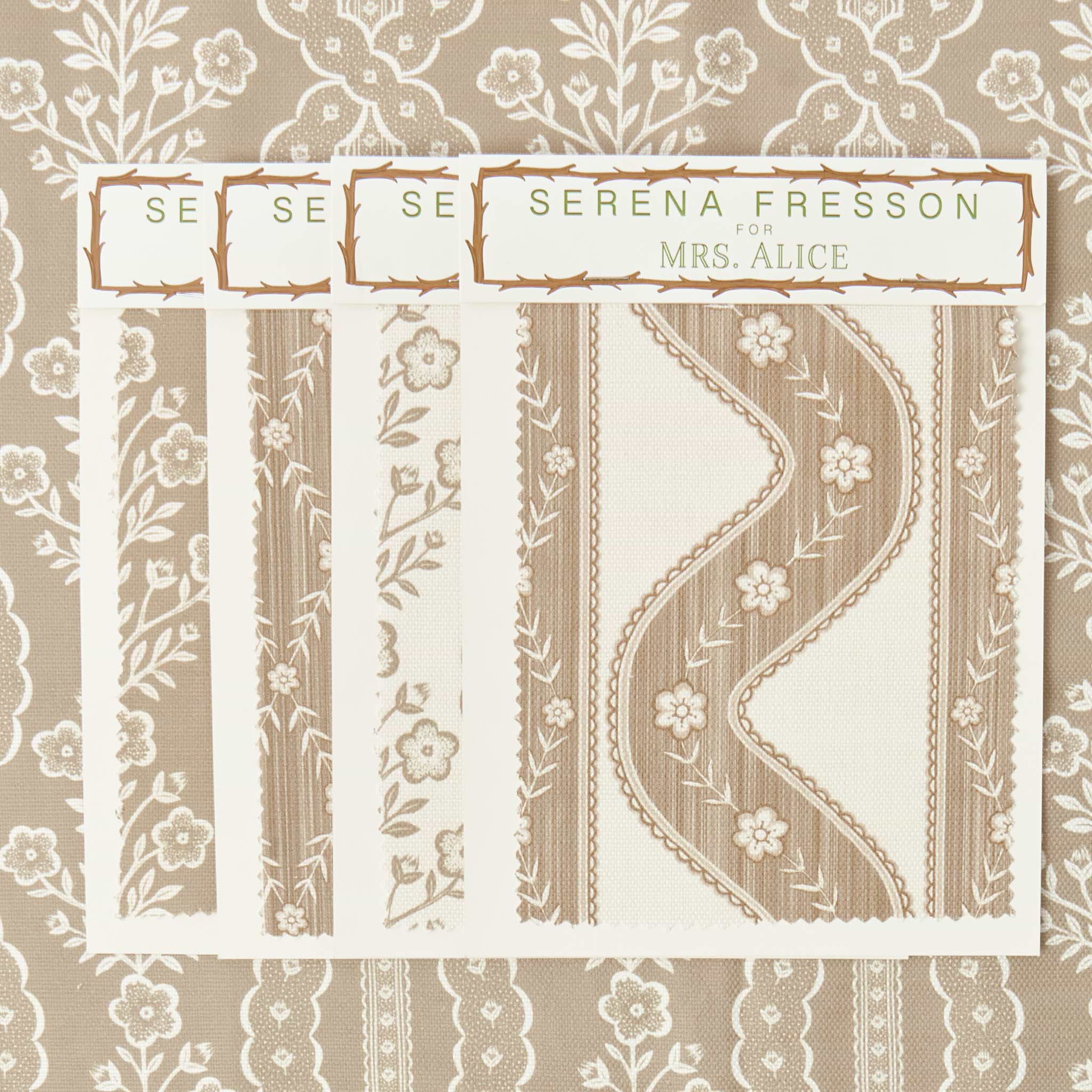 Decorative card with floral patterns and text on a beige background