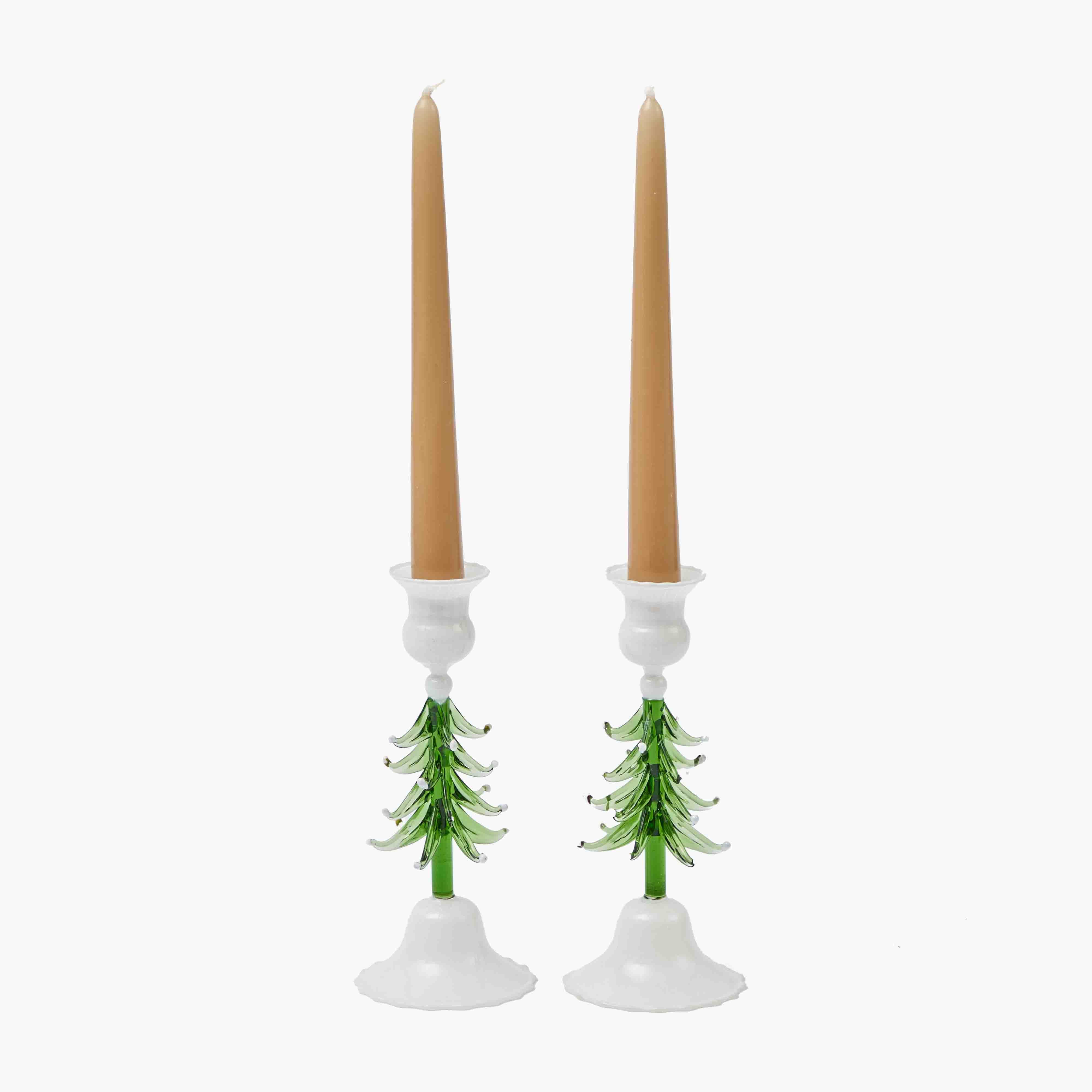 Christmas Tree Glass Candle Holder (Pair)