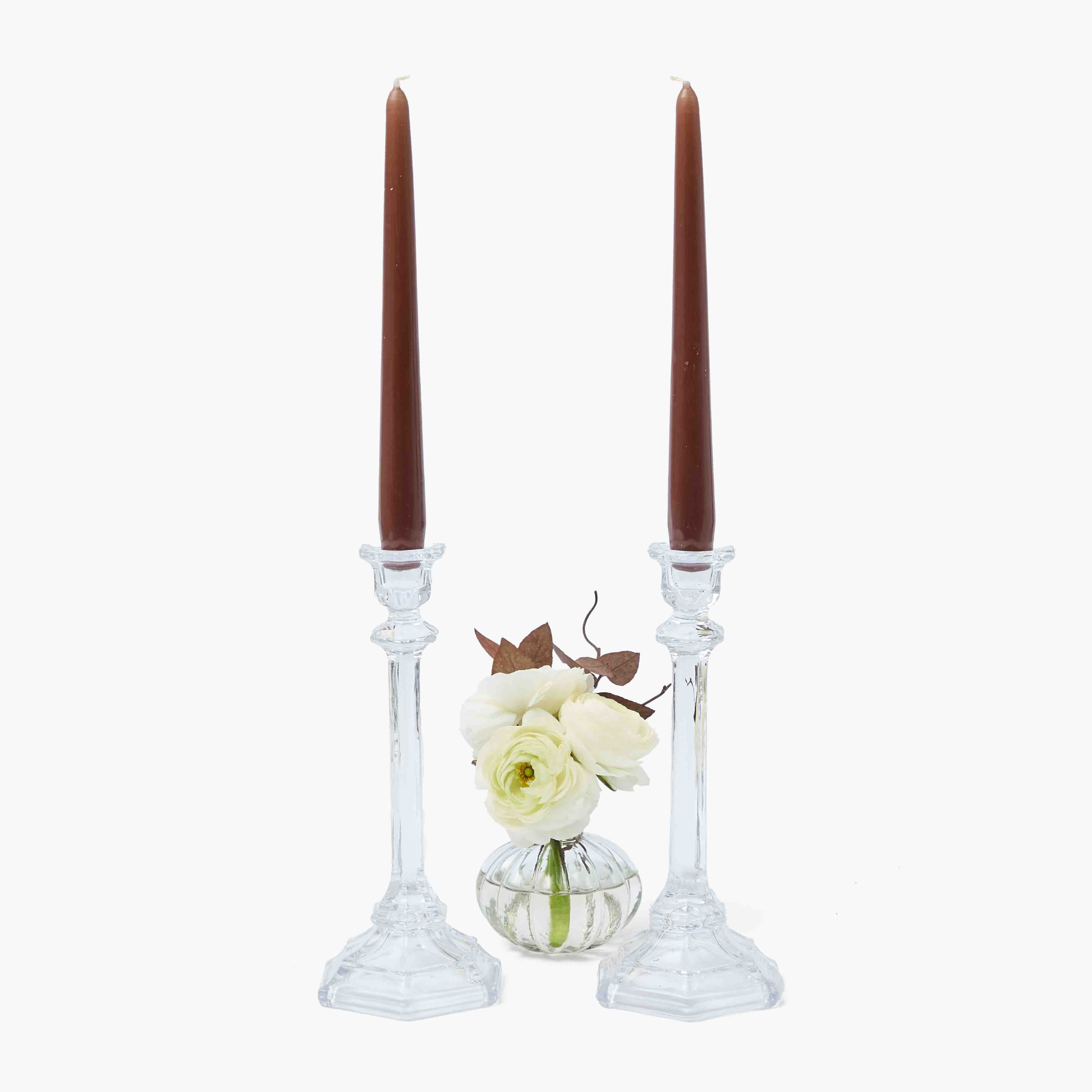 Small Glass Column Candle Holders (Pair)