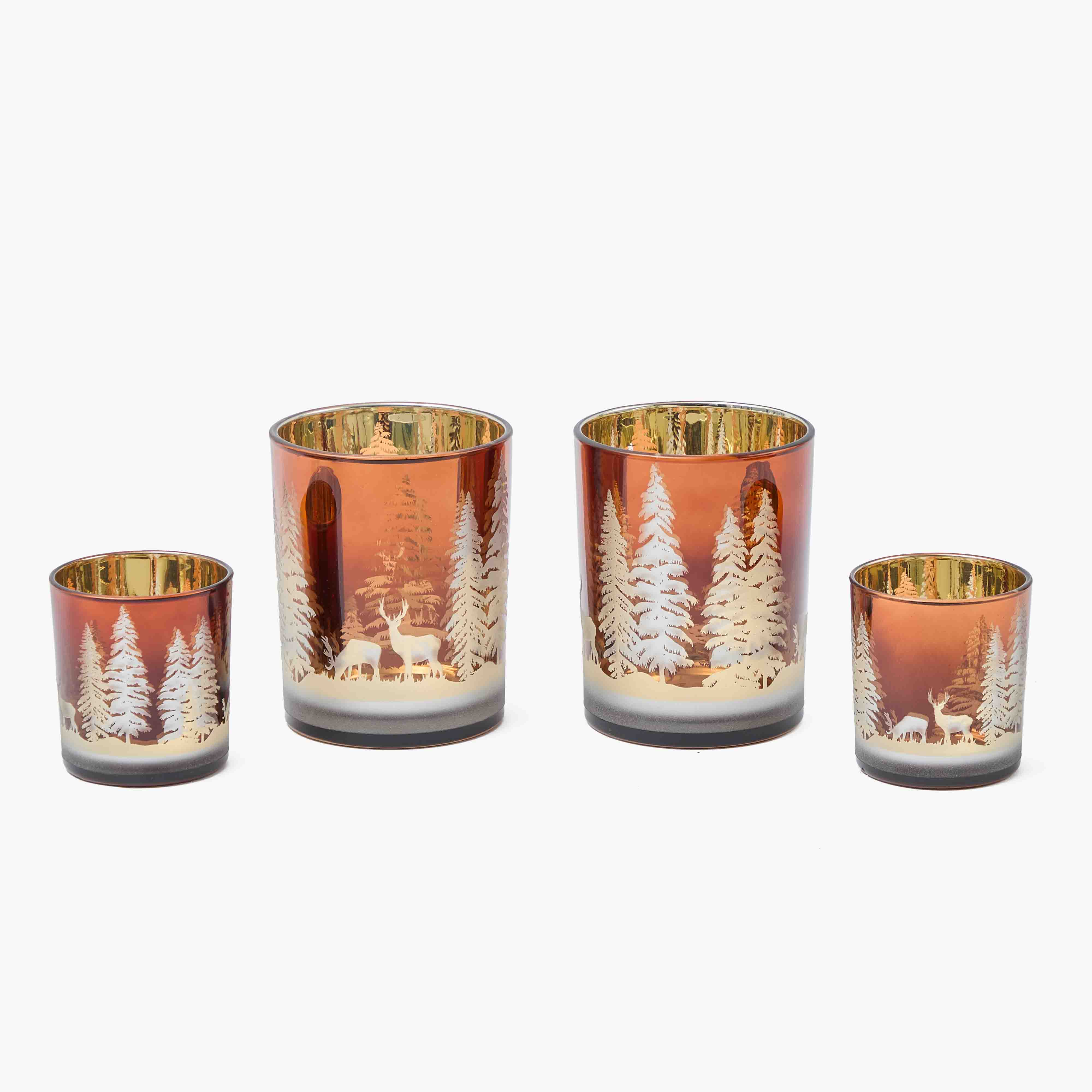 Small Chocolate Alpine Glass Tea Light Holder (Pair)
