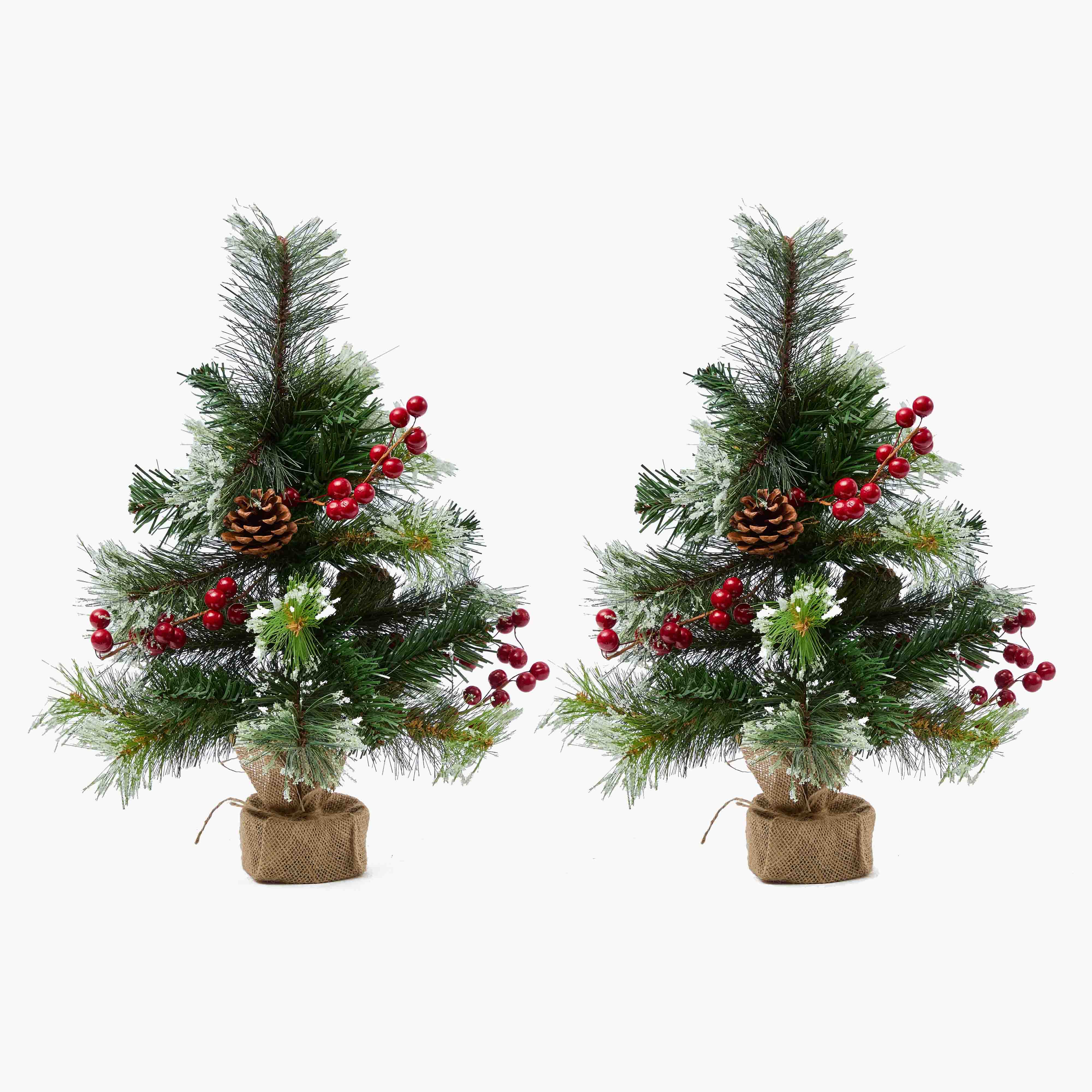 Natural Decorated Christmas Trees (Pair)
