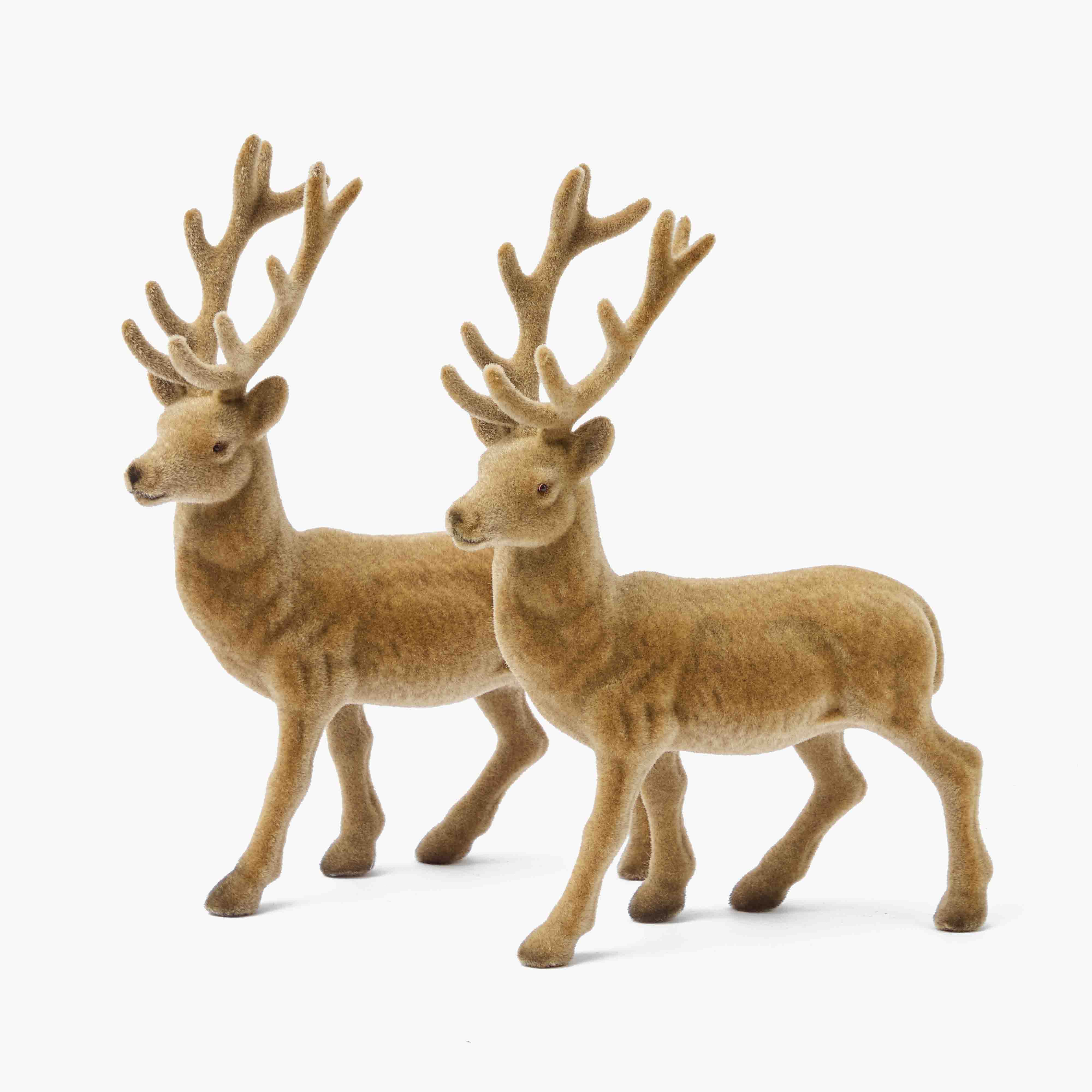 Taupe Velvet Reindeers (Pair)