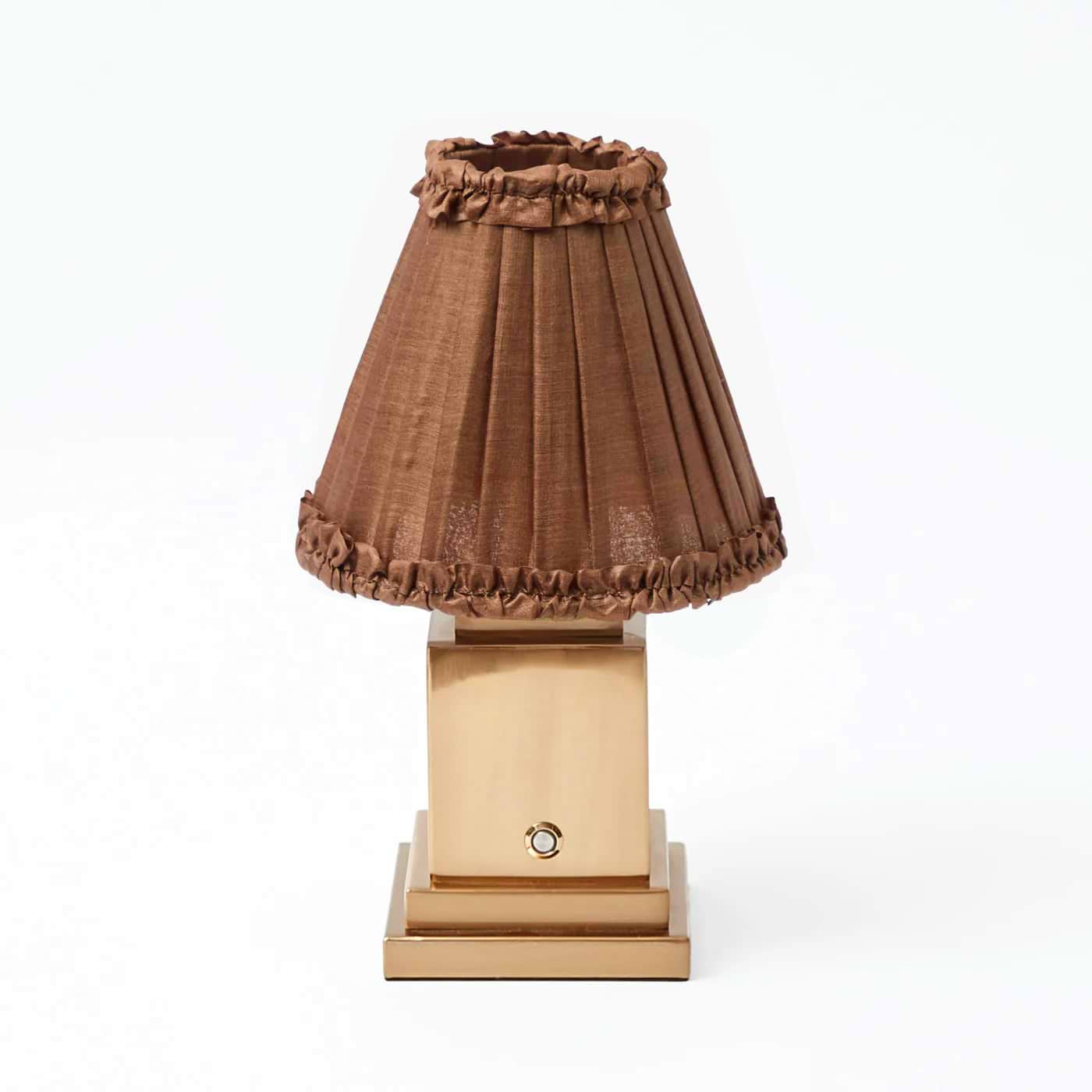 Brown Frilled Silk Lampshade (18cm)