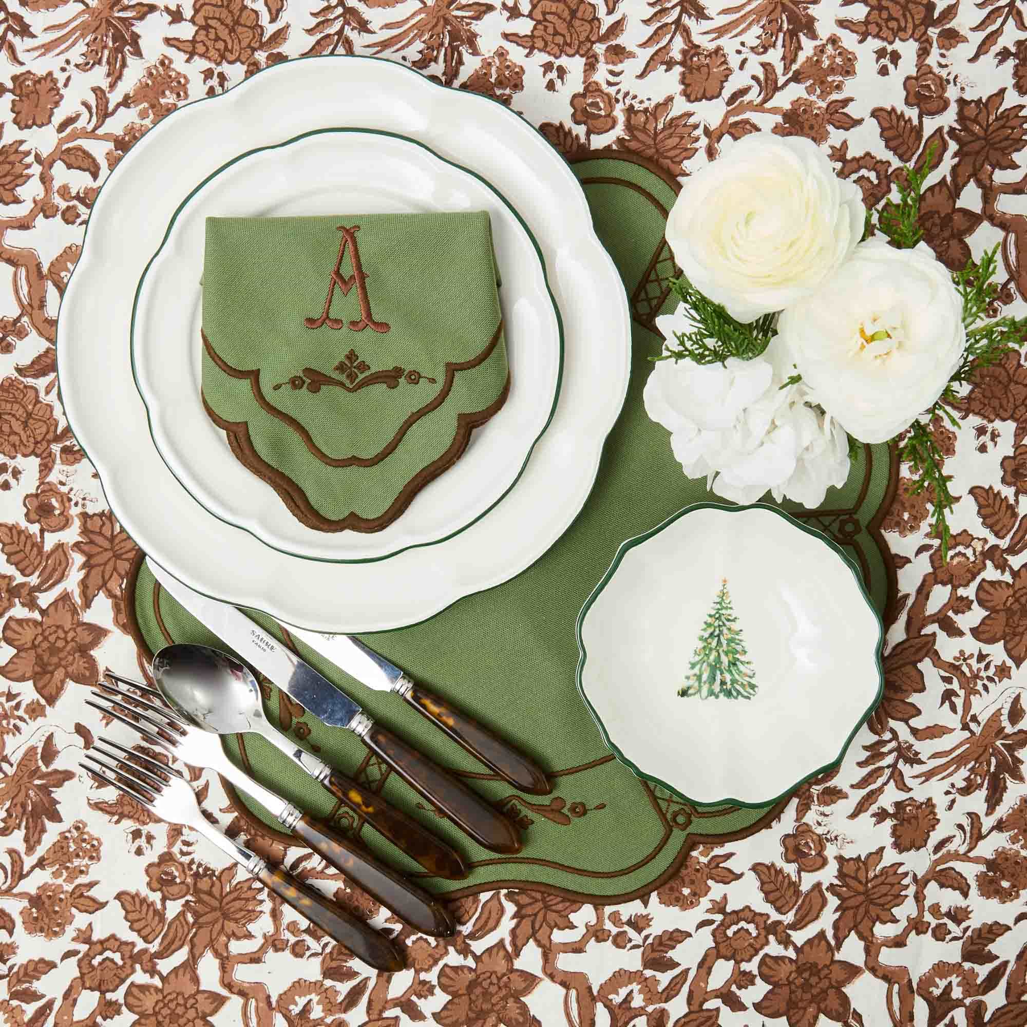 Green & Chocolate Doris Napkins (Set of 4)
