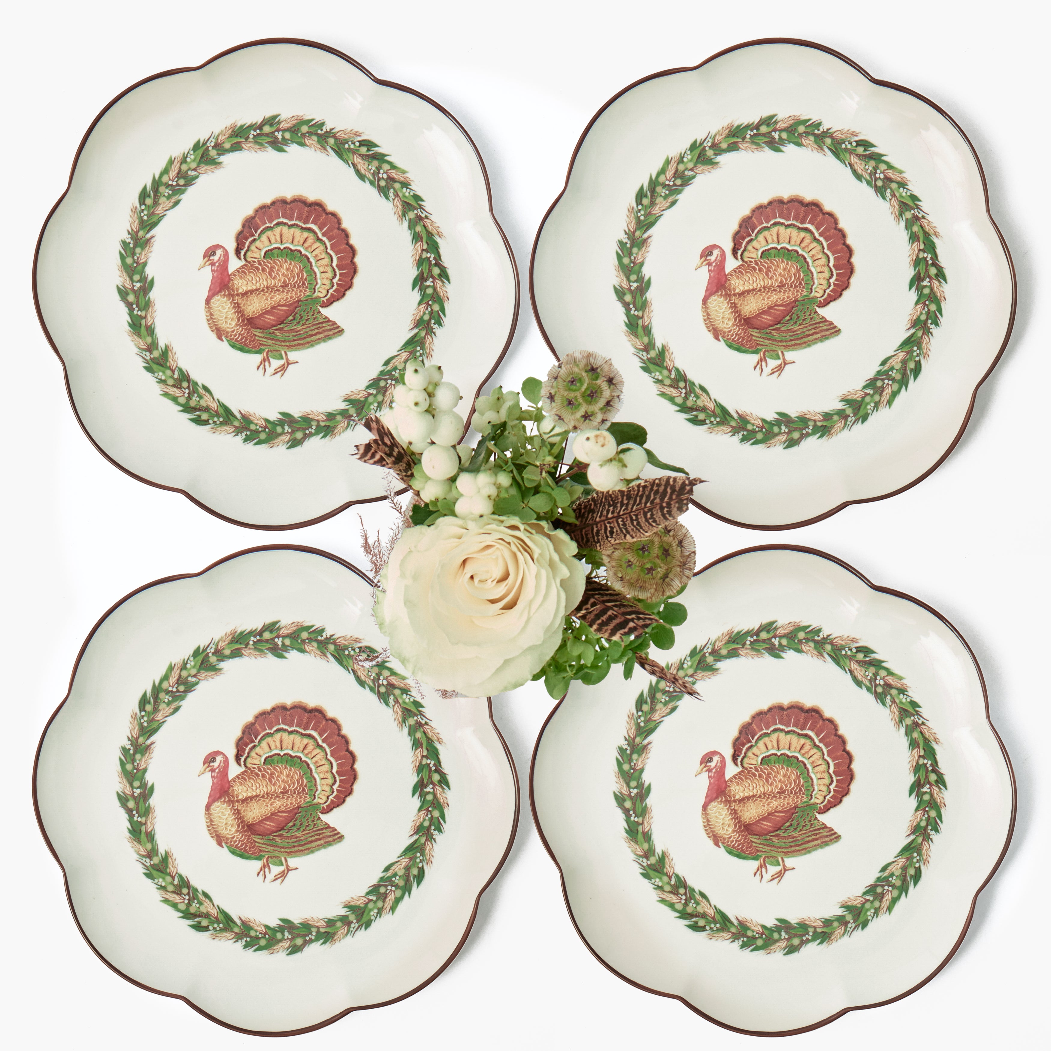 Olive & Brown Turkey Dinner Plates (Set of 4)