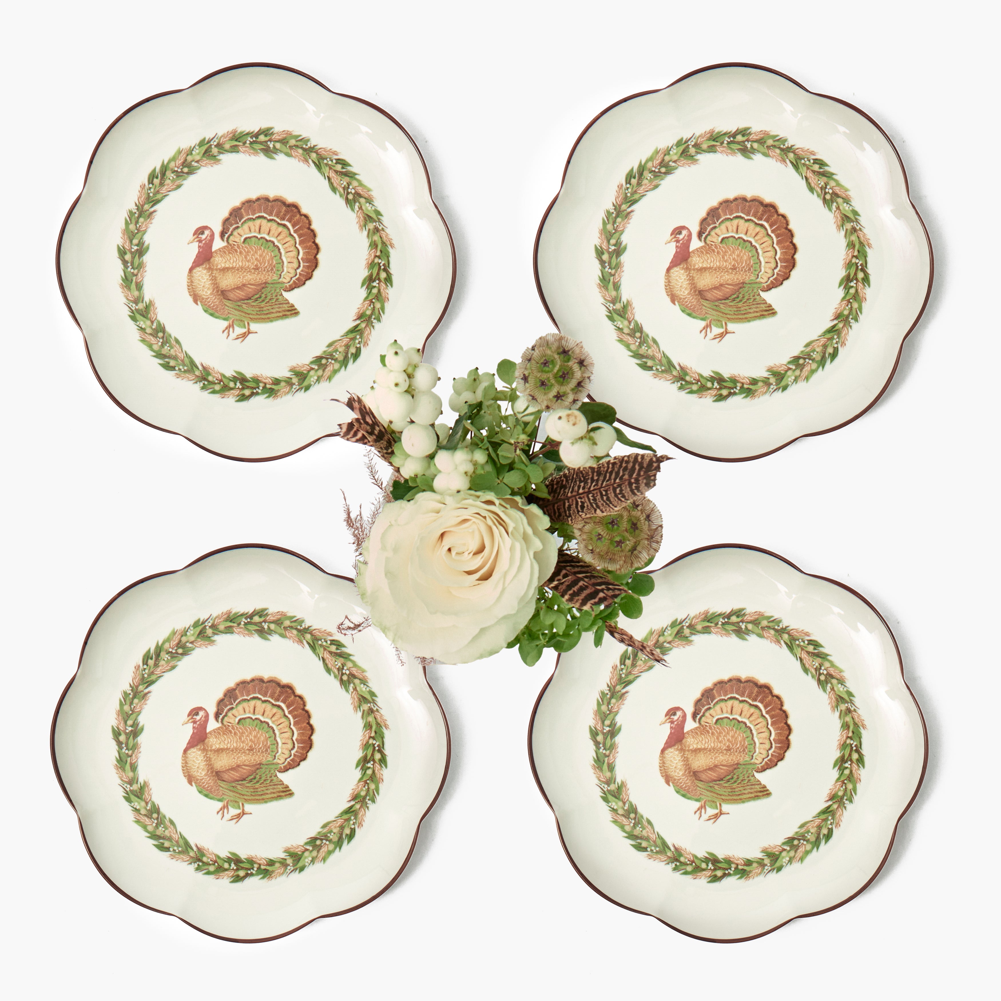 Olive & Brown Turkey Starter Plates (Set of 4)