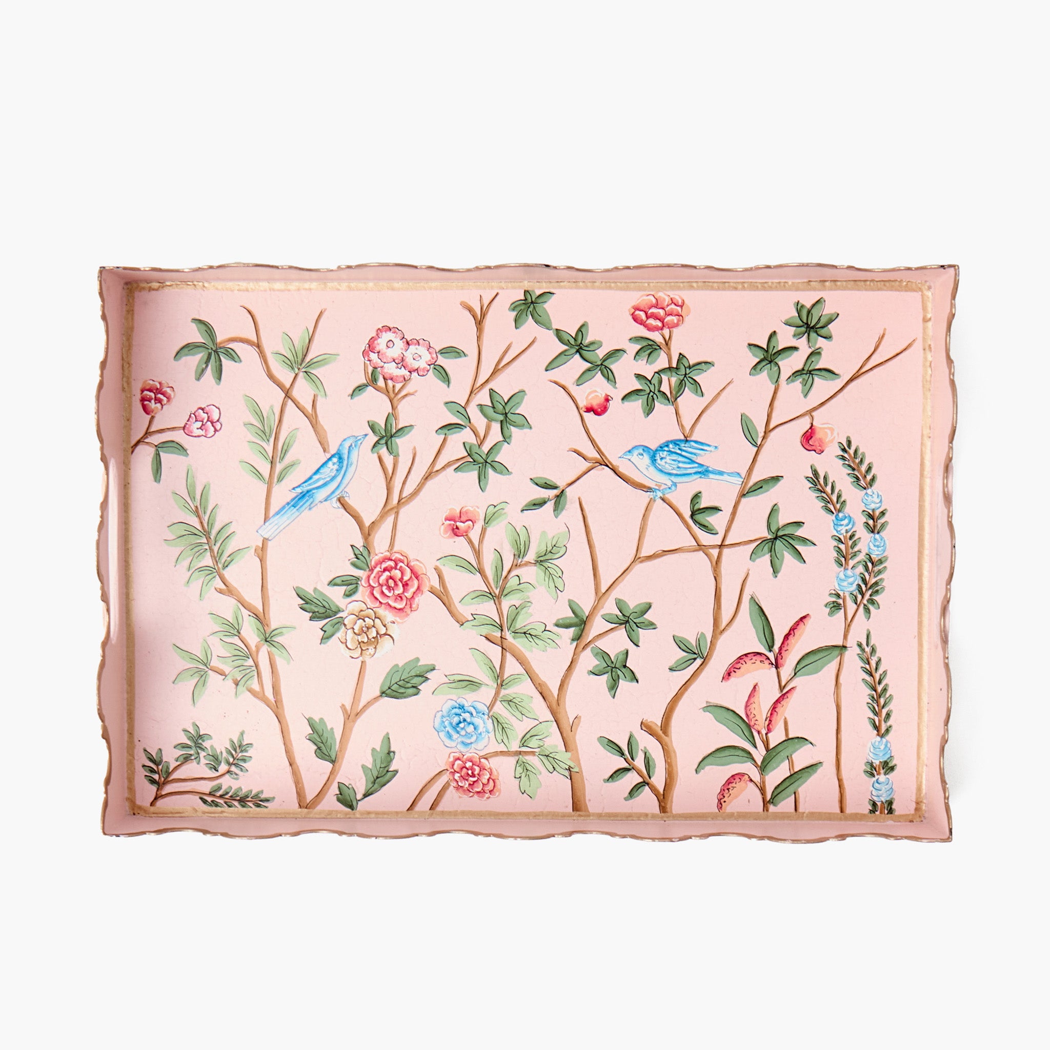 Small Pink Chinoiserie Tole Tray