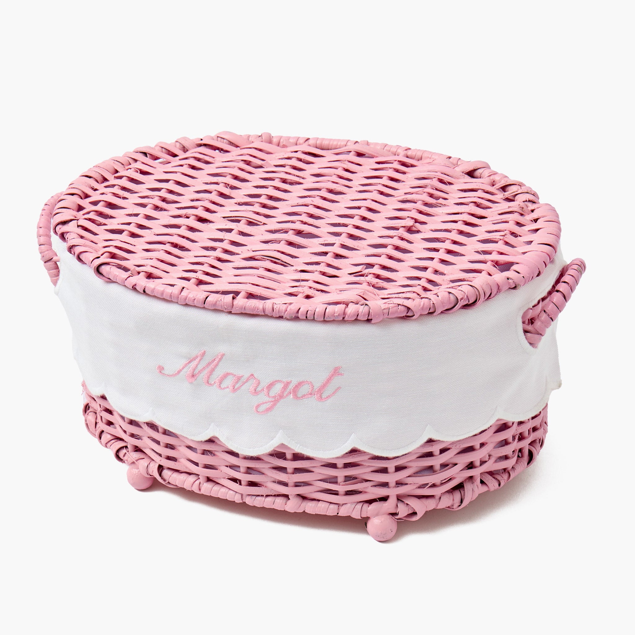 Isabella Pink Rattan Basket (Extra Small)