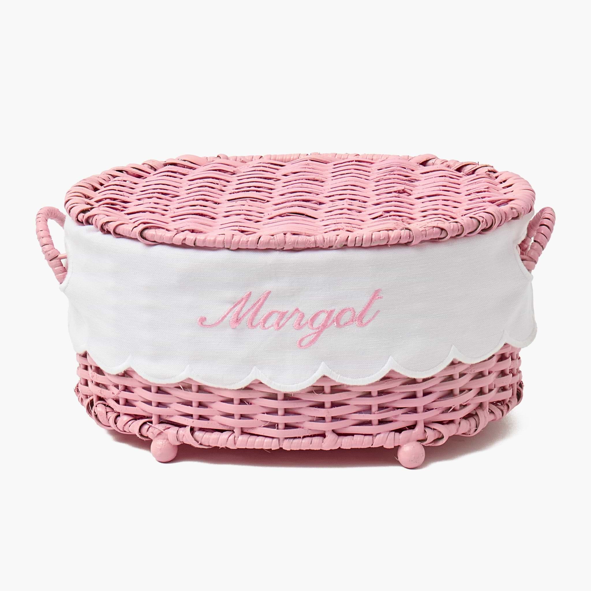 Isabella Pink Rattan Basket (Extra Small)