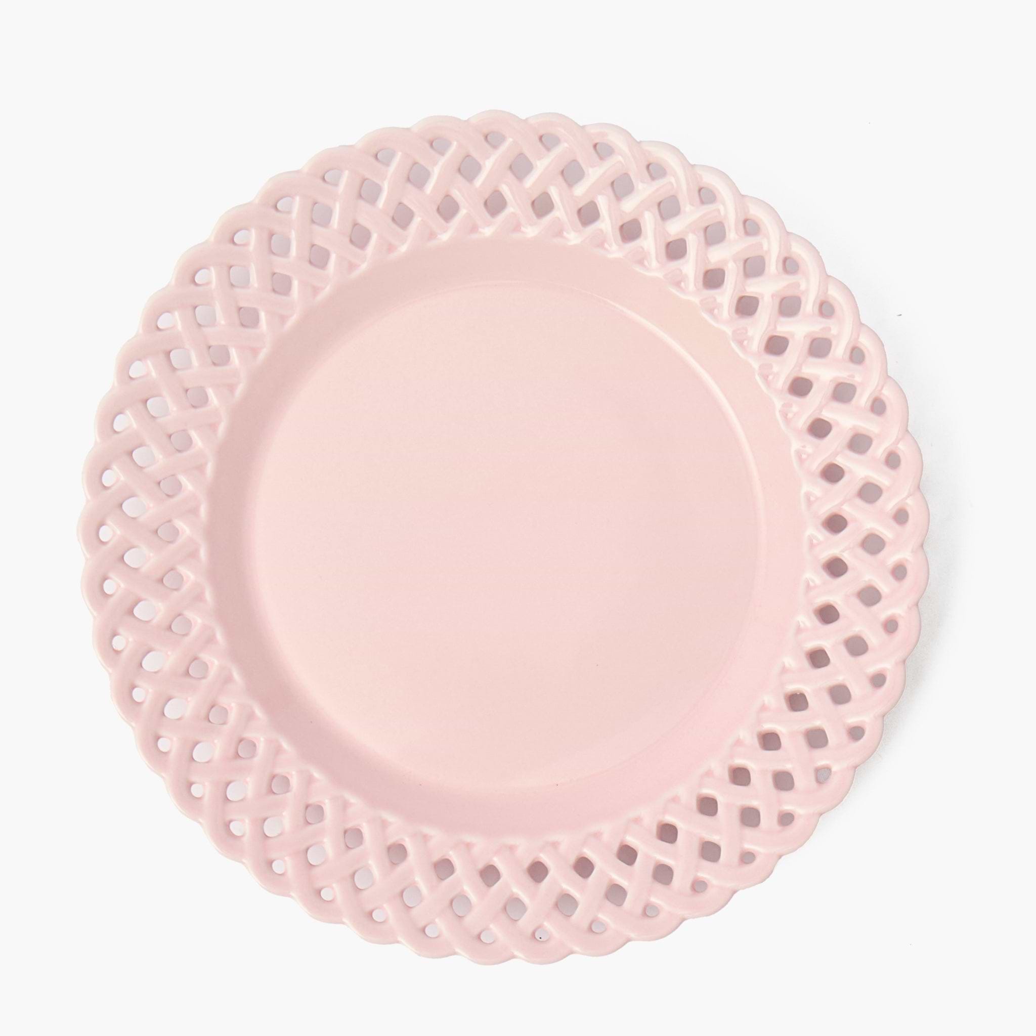 Pink Basketweave Starter Plates (Set of 4)