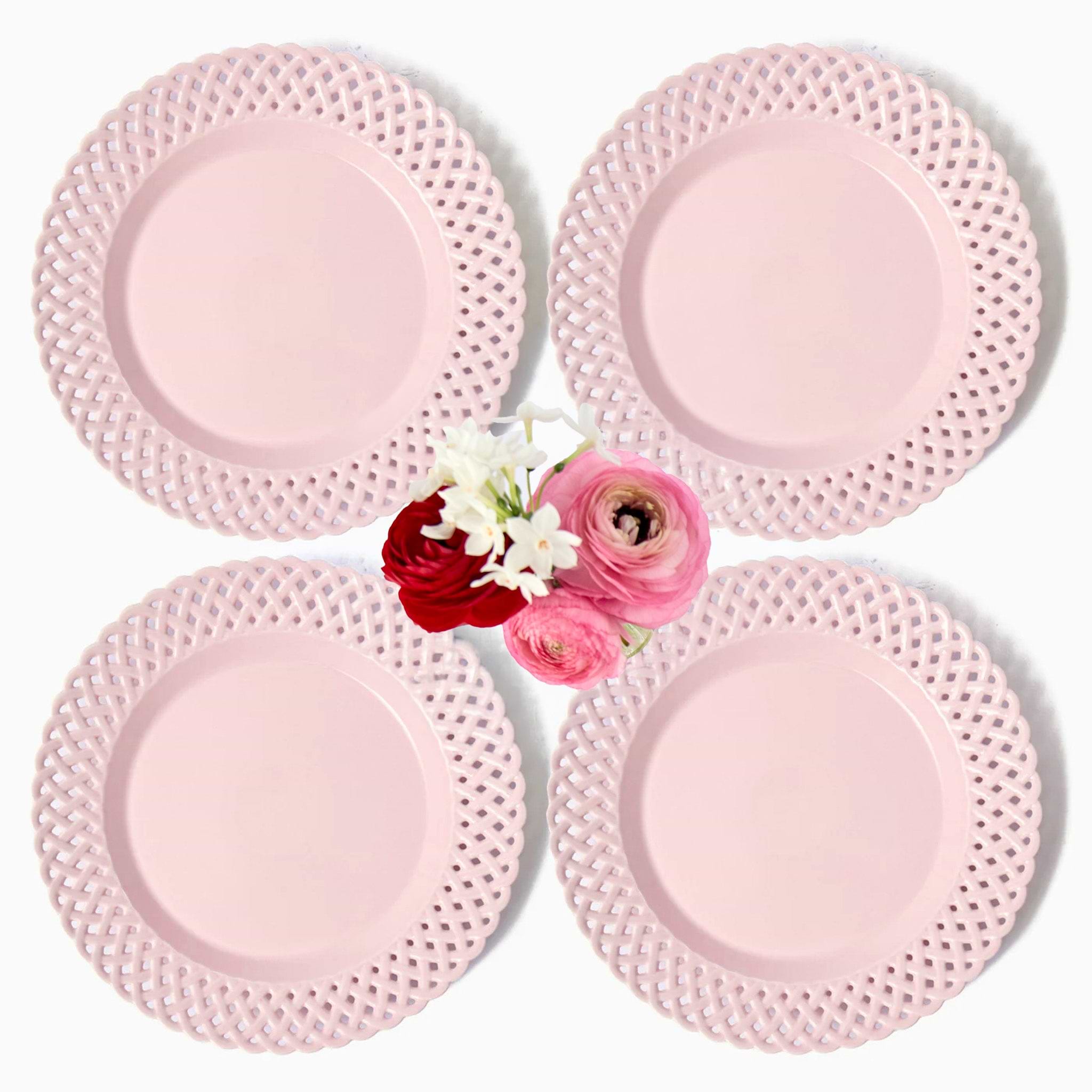 Pink Basketweave Dinner Plate