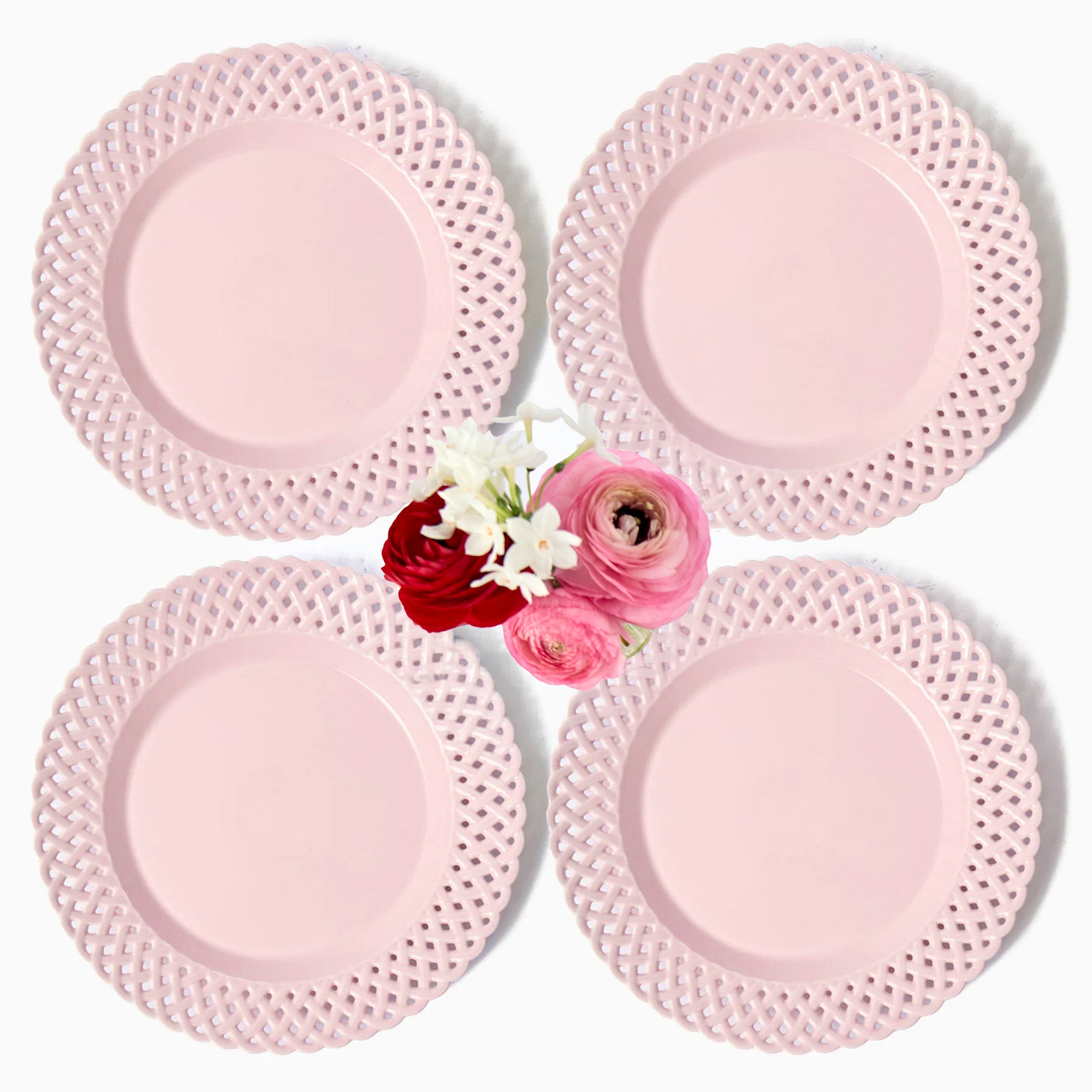 Pink Basketweave Dinner Plate
