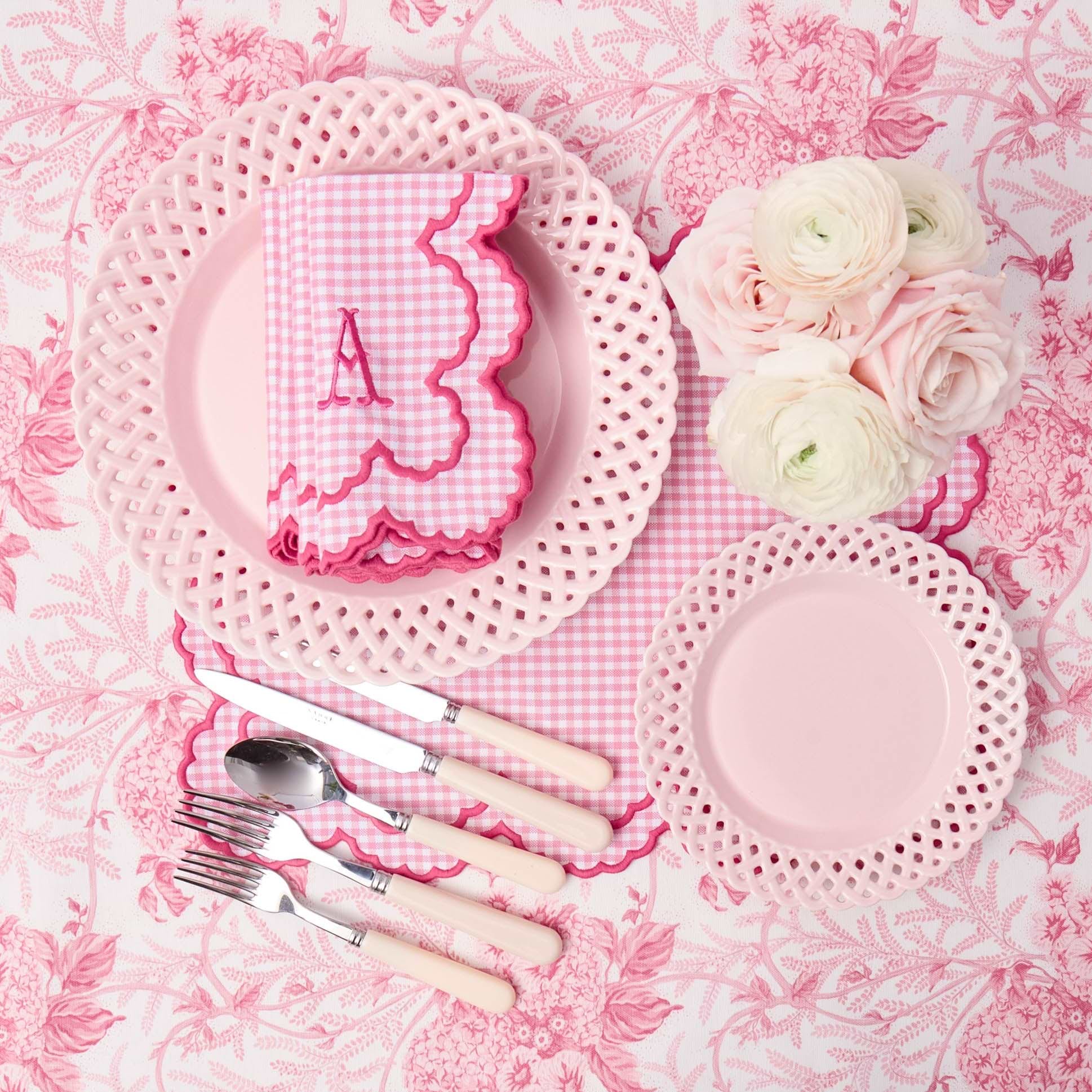 Pink Basketweave Starter Plates (Set of 4)