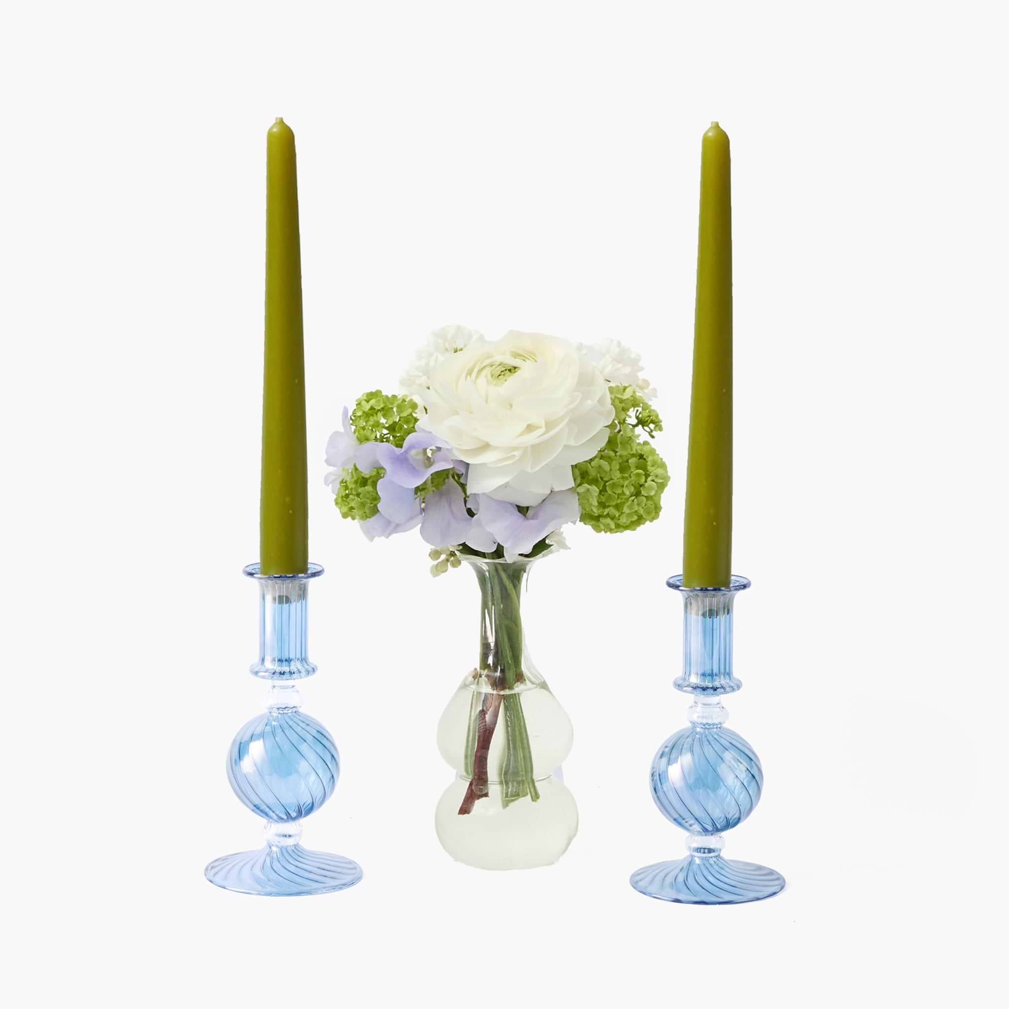 Small Camille Azure Candle Holders (Pair)