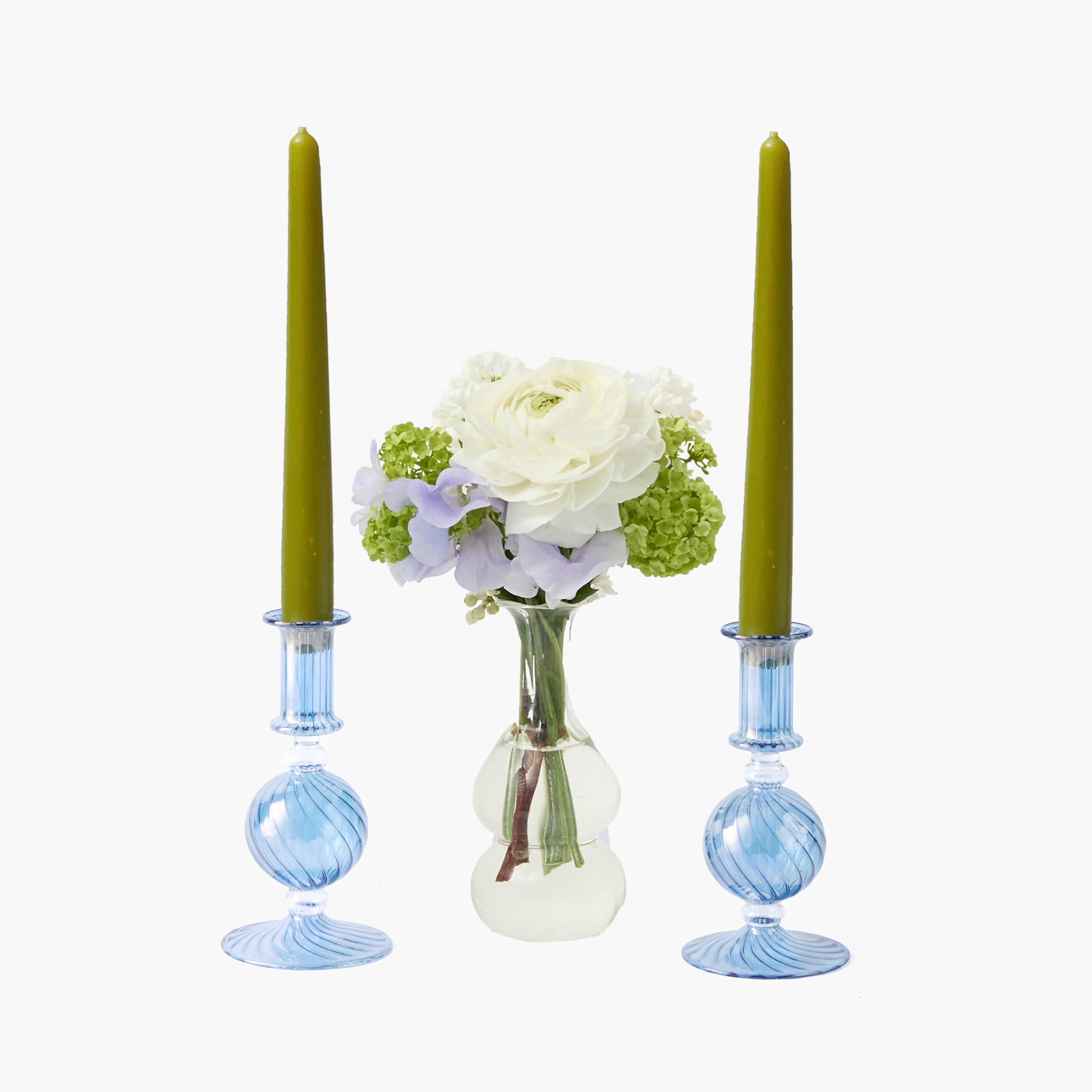 Small Camille Azure Candle Holders (Pair)