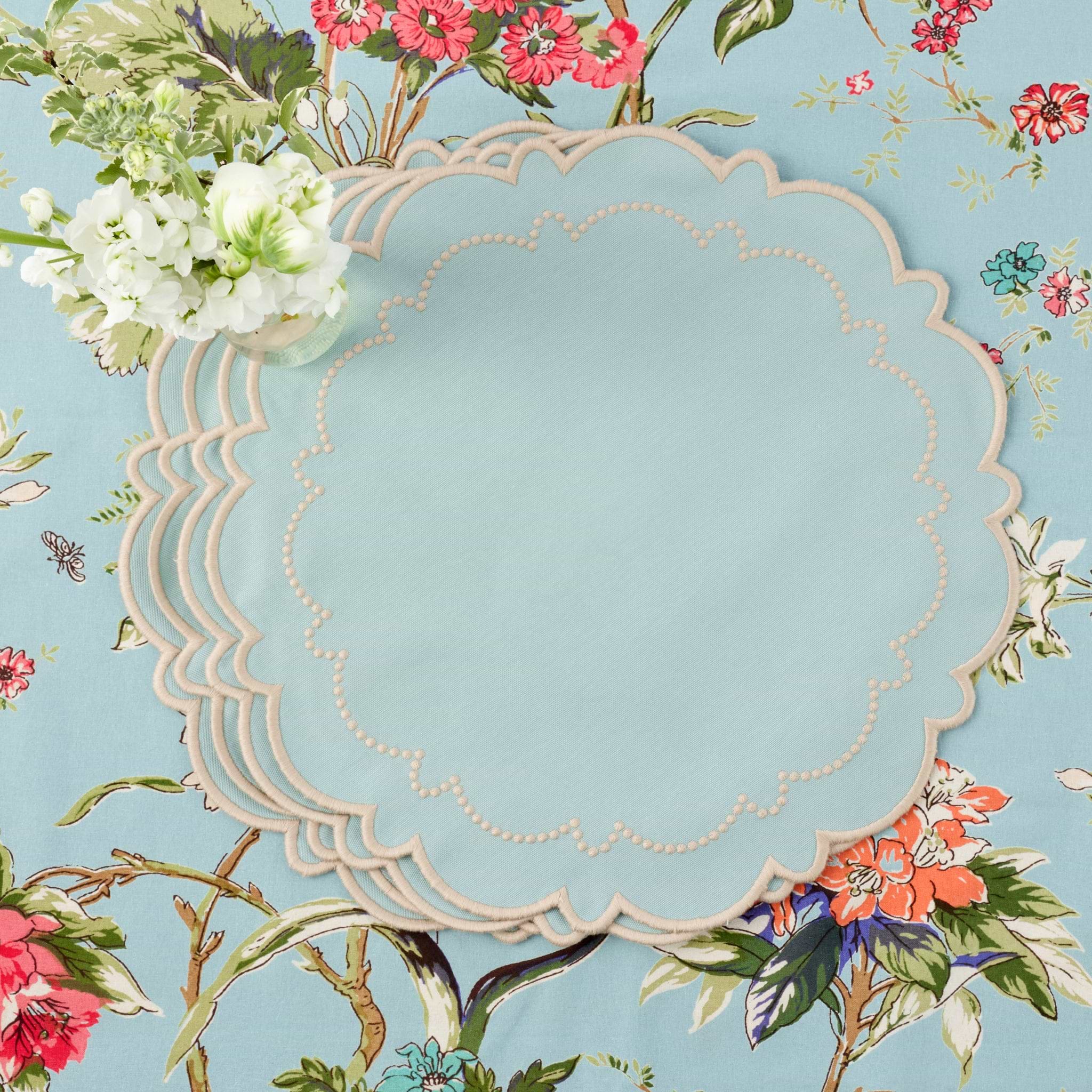 Duck-egg Blue & Sand Mariana Placemats (Set of 4)