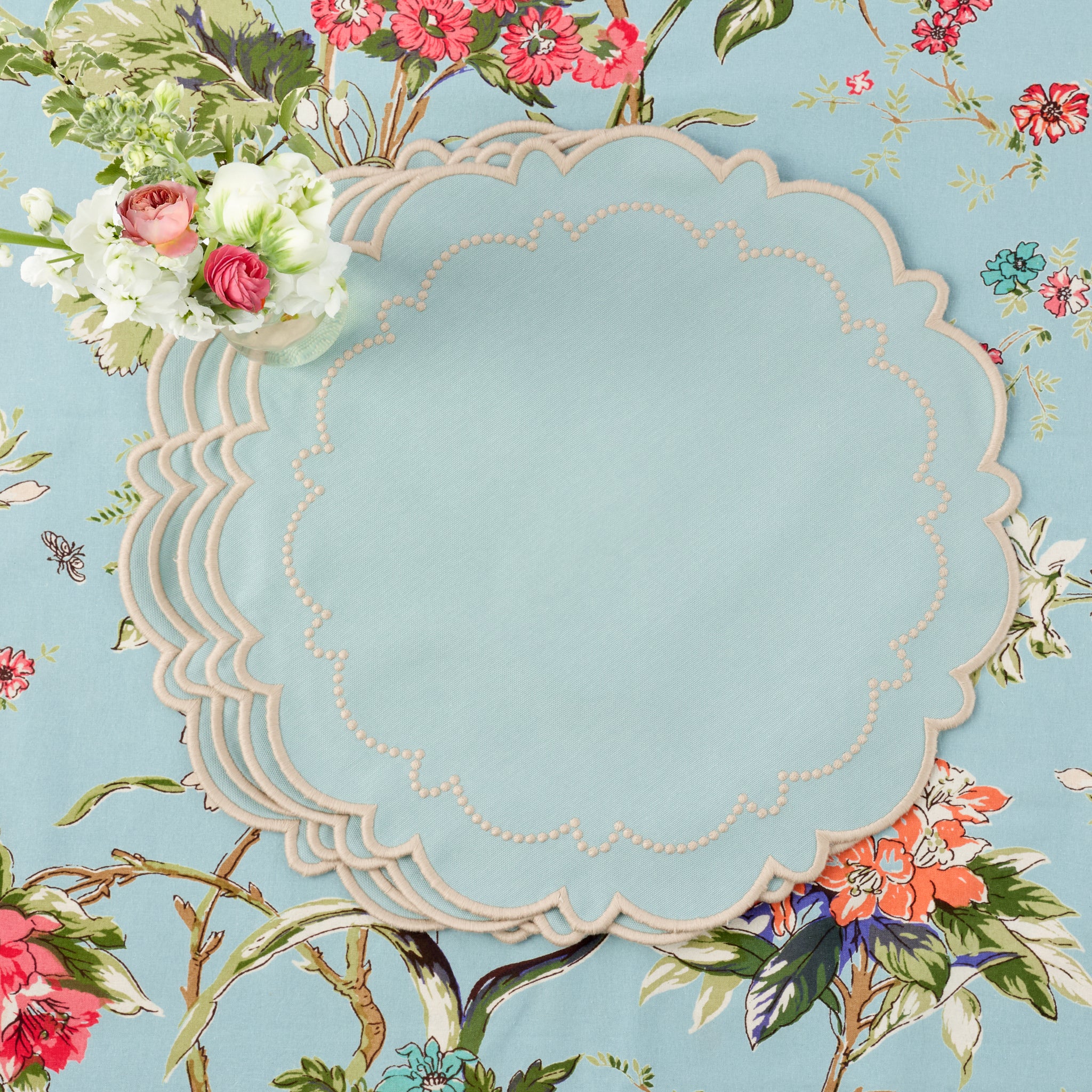 Duck-egg Blue & Sand Mariana Placemats (Set of 4)