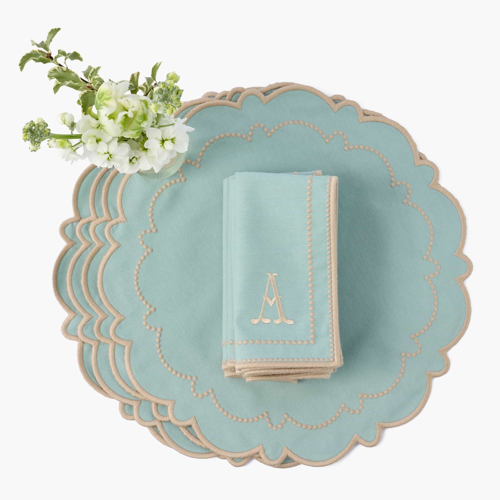 Duck Egg Blue & Sand Mariana Placemats (Set of 4)