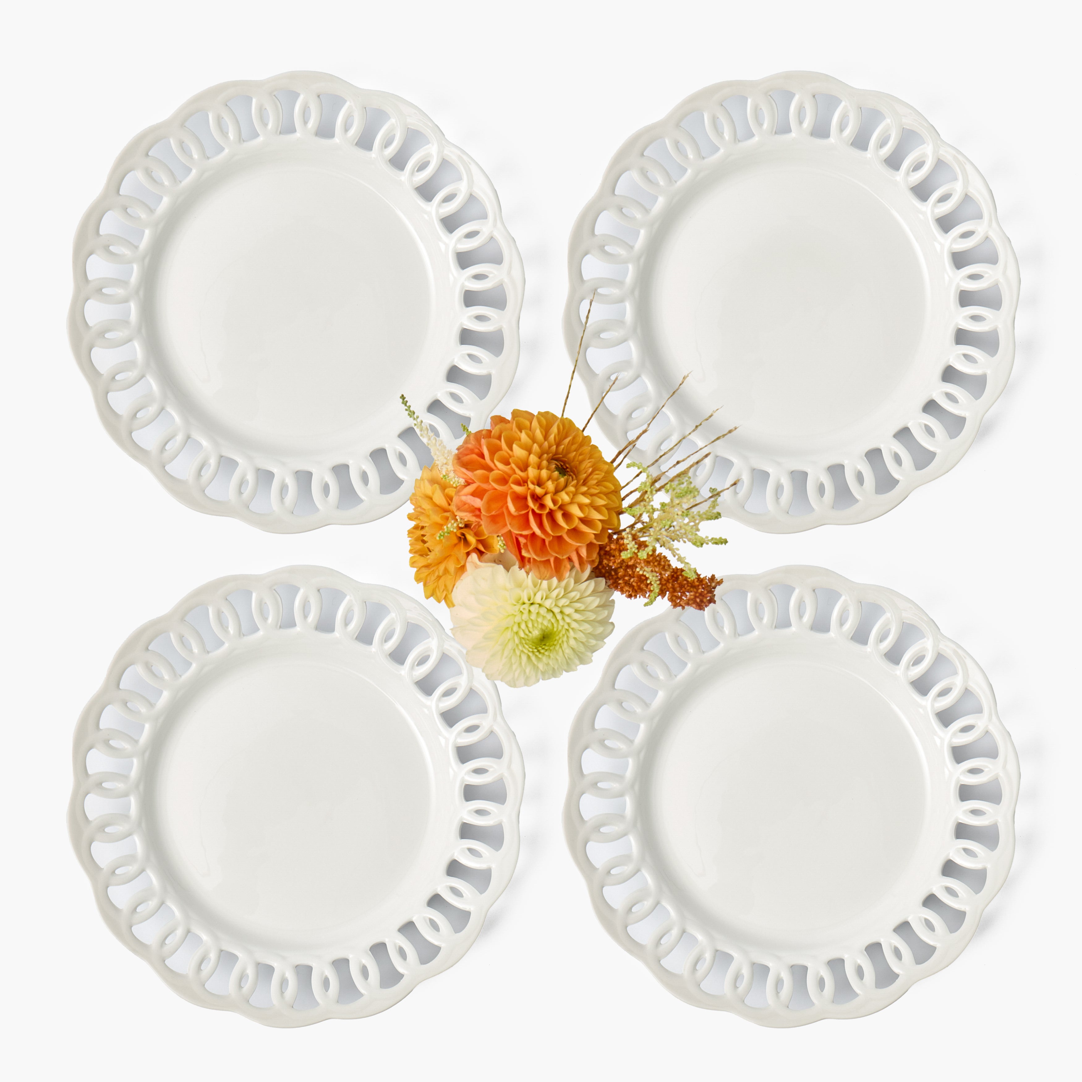 White Lace Starter Plates (Set of 4)