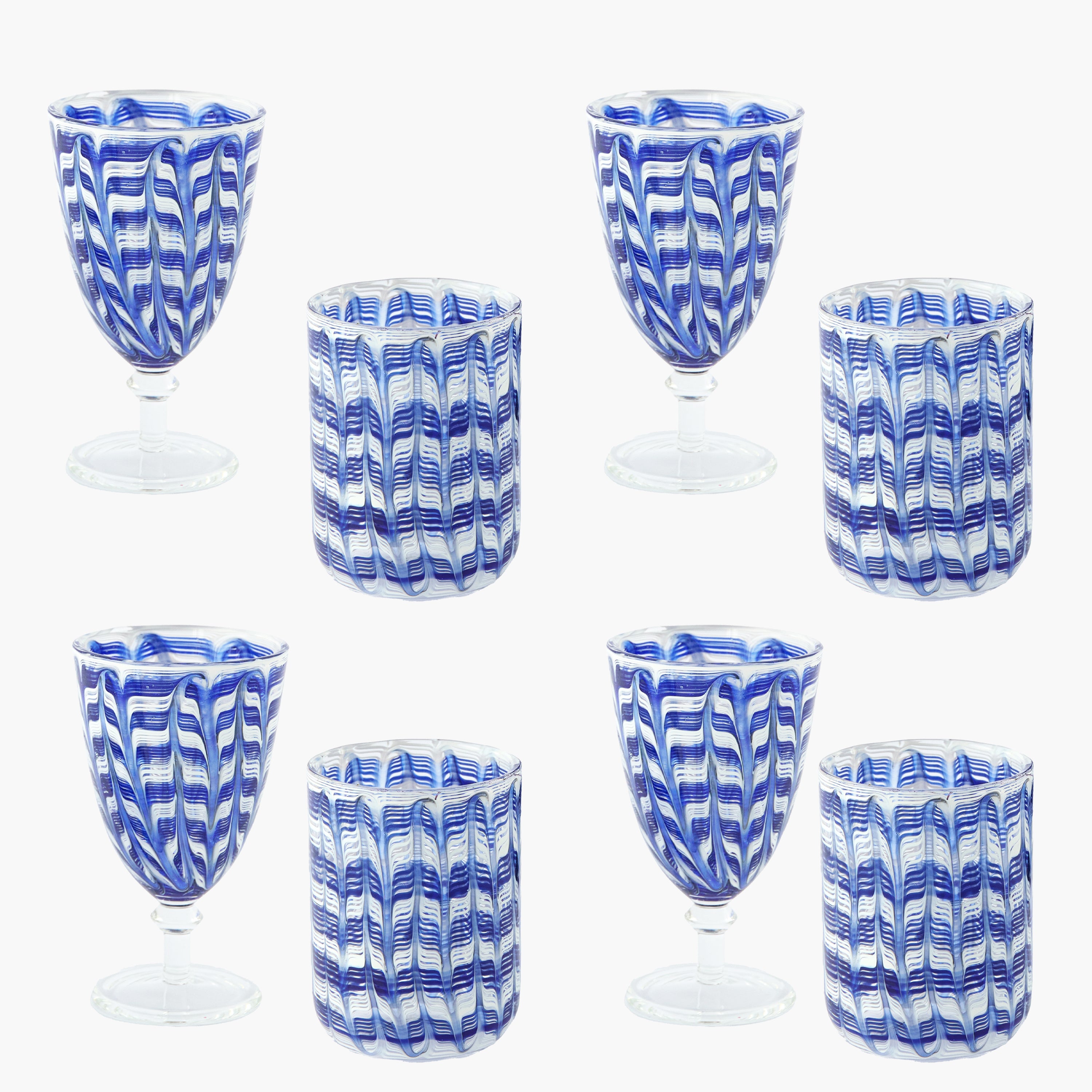 Blue Paloma Glassware (Set of 8)