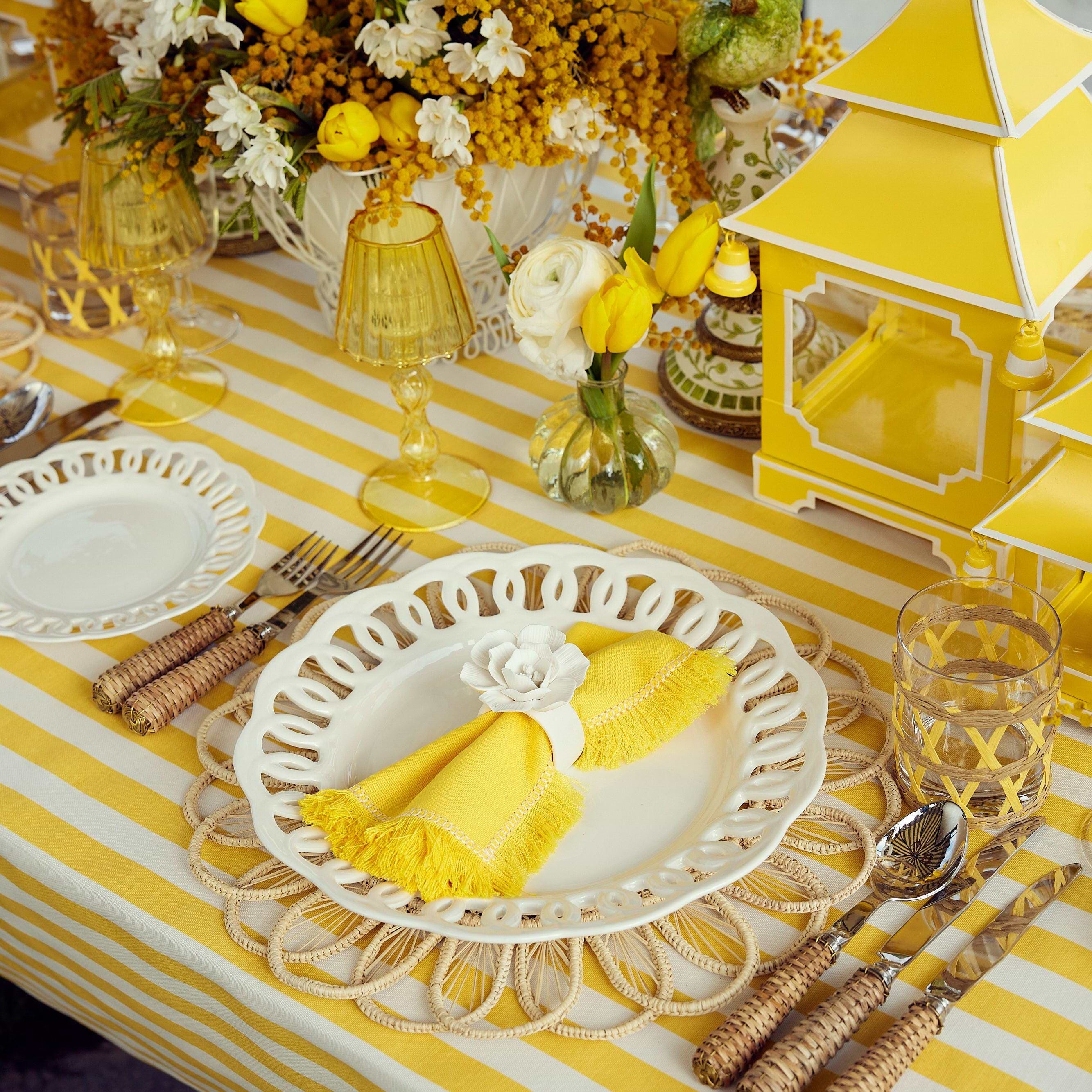 Yellow Glass Lantern Tea Light Holder (Pair) - 18cm - Mrs. Alice
